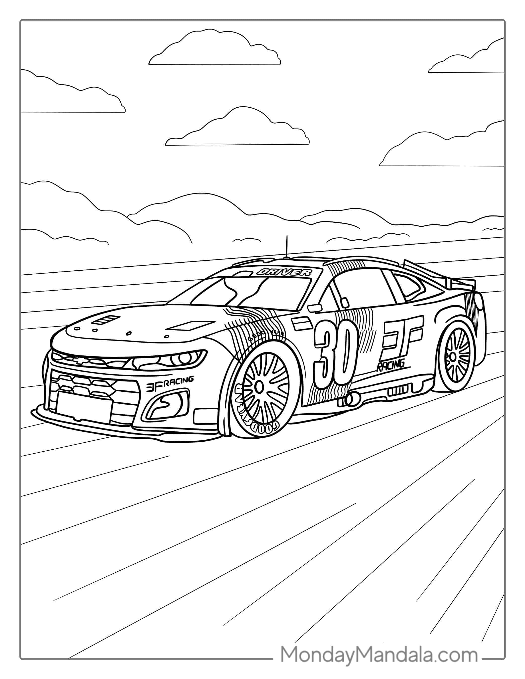 Detailed Chevy Nascar Coloring Sheet coloring page