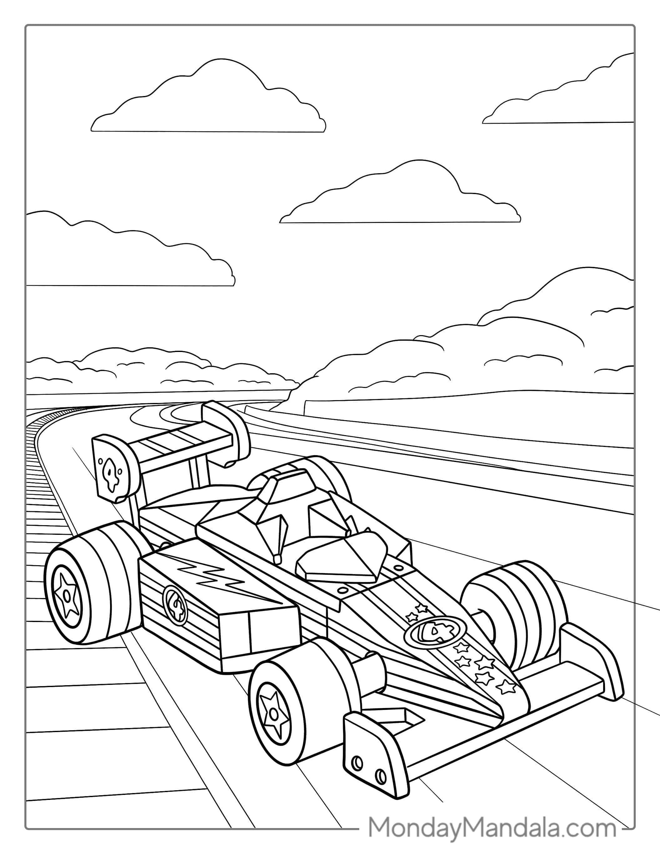 Easy Formula 1 Race Car For Kids To Color coloring page