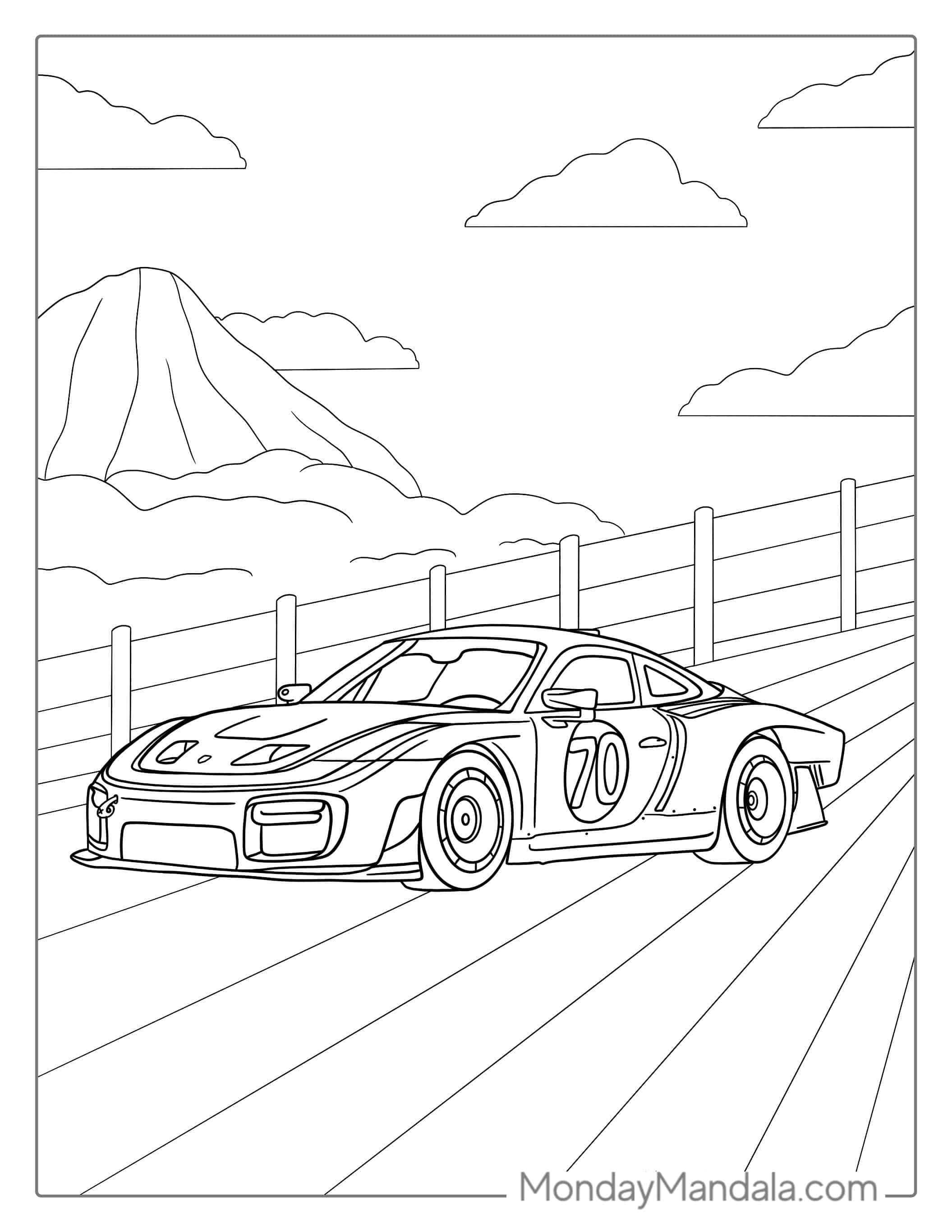 Easy Outline Of Porsche To Color coloring page