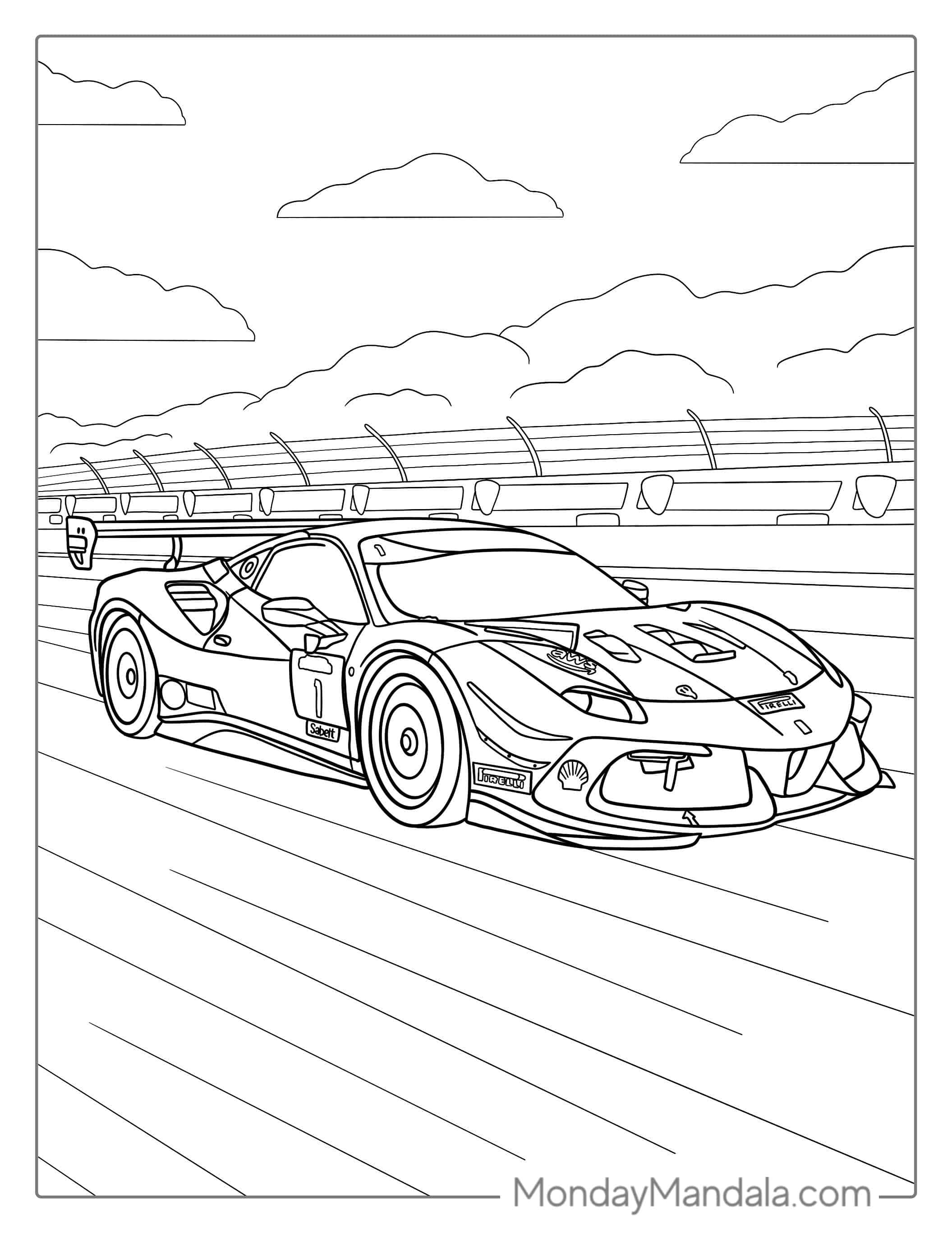 Ferrari Race Car Coloring Picture coloring page
