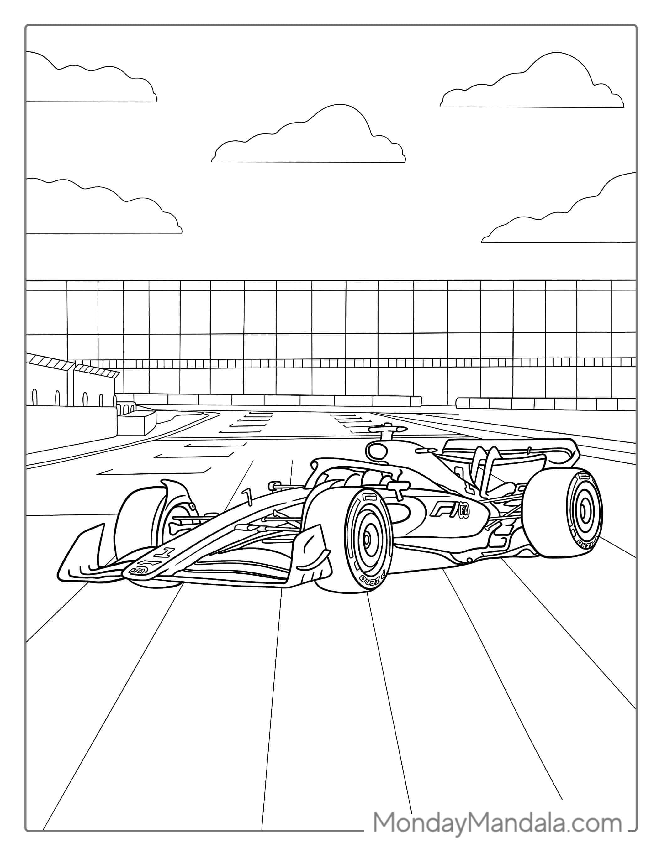 Formula 1 Race Car To Color coloring page