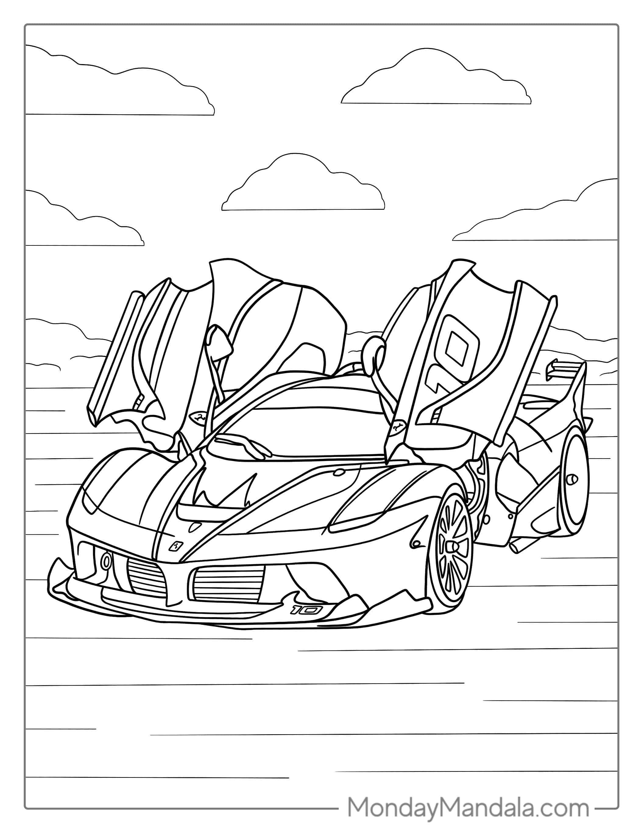 LaFerrari Race Car To Color coloring page