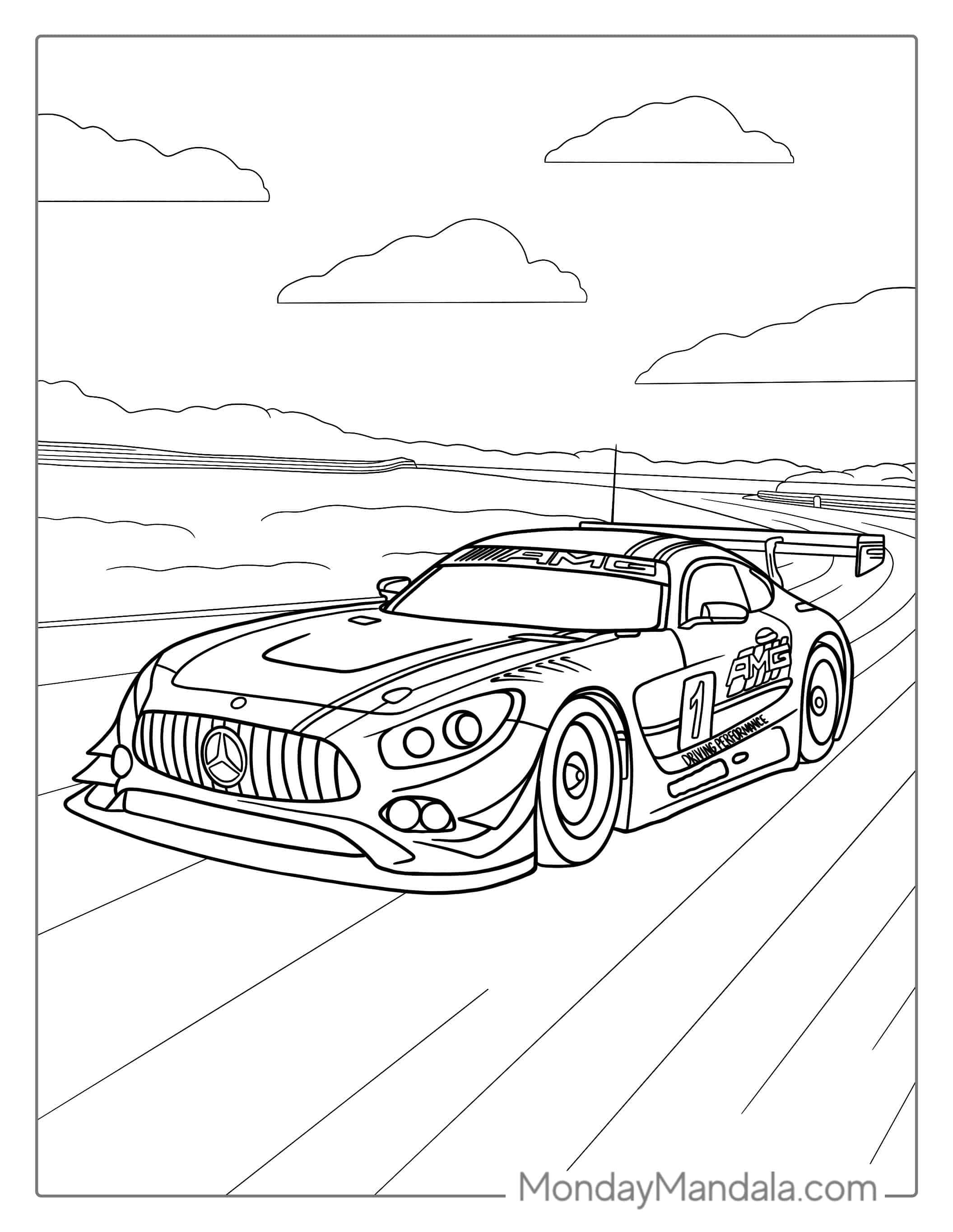Mercedes Sports Car To Color coloring page — printable line art