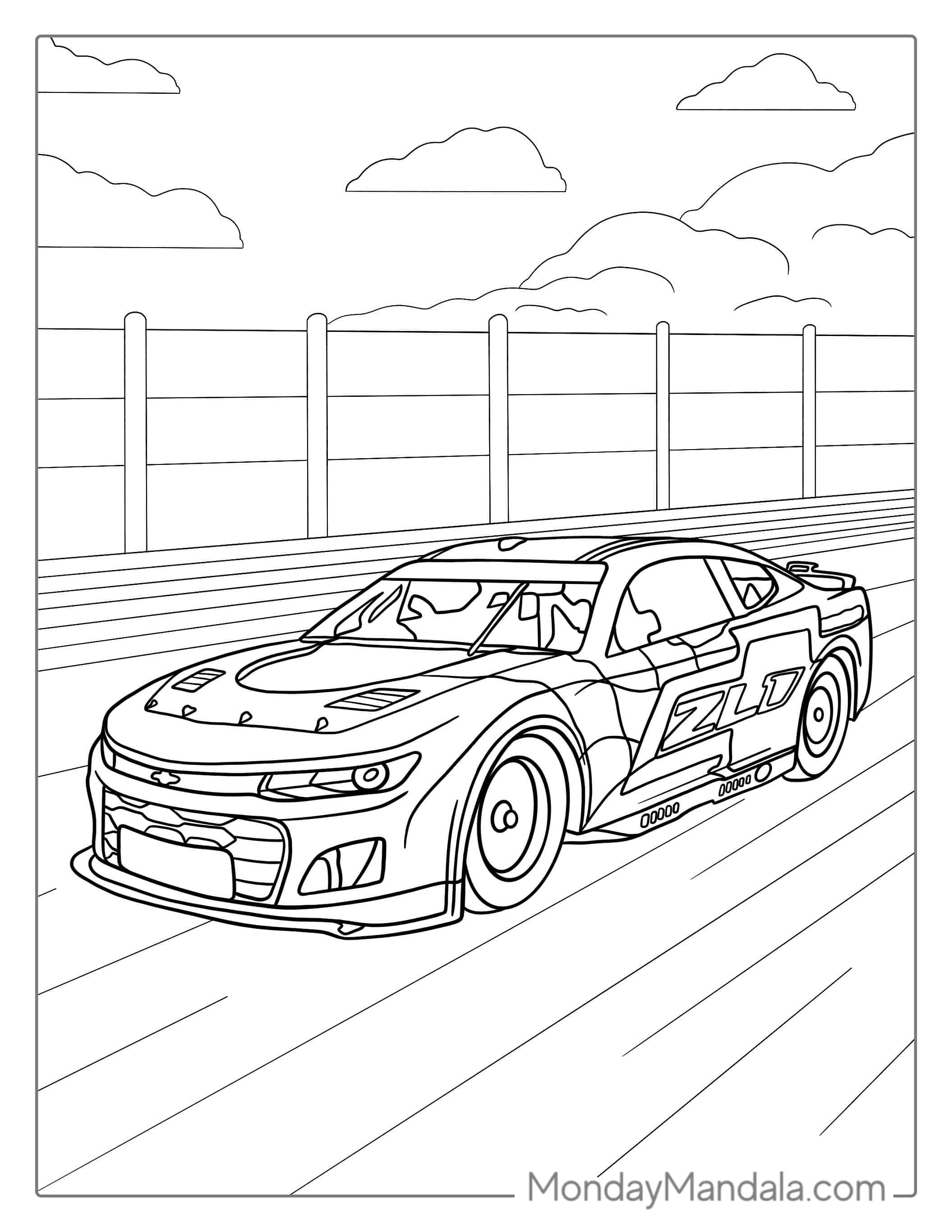 Nascar Race Car Coloring Page coloring page — printable line art