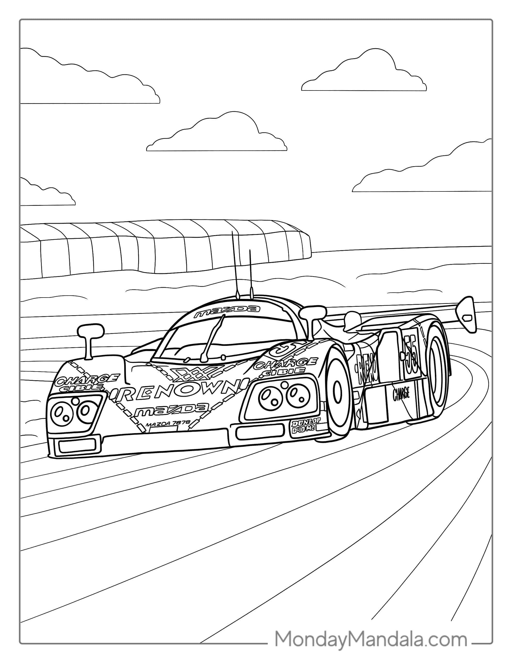 Old School Mazda Race Car Coloring Page coloring page