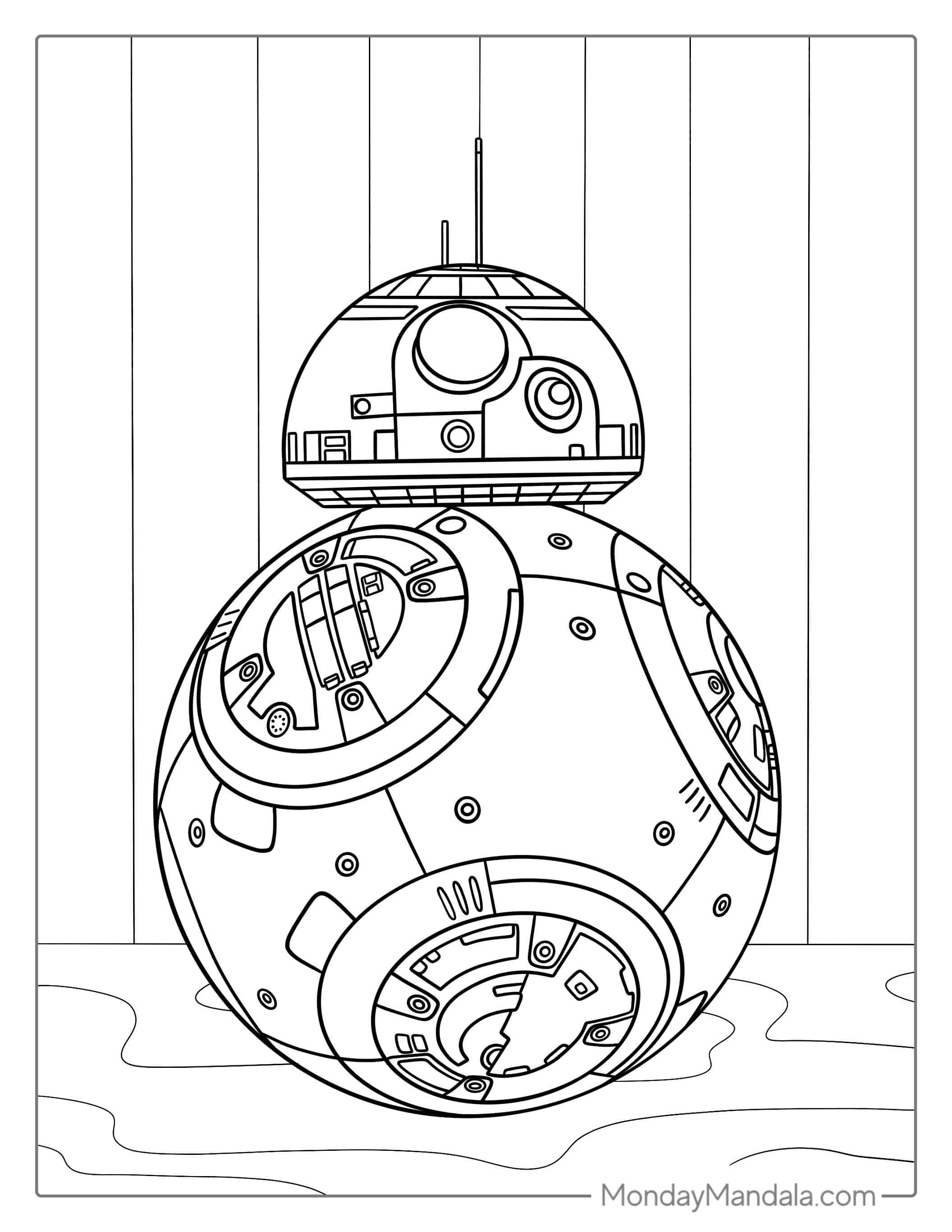BB8 Star Wars Robot Coloring Page coloring page — printable line art