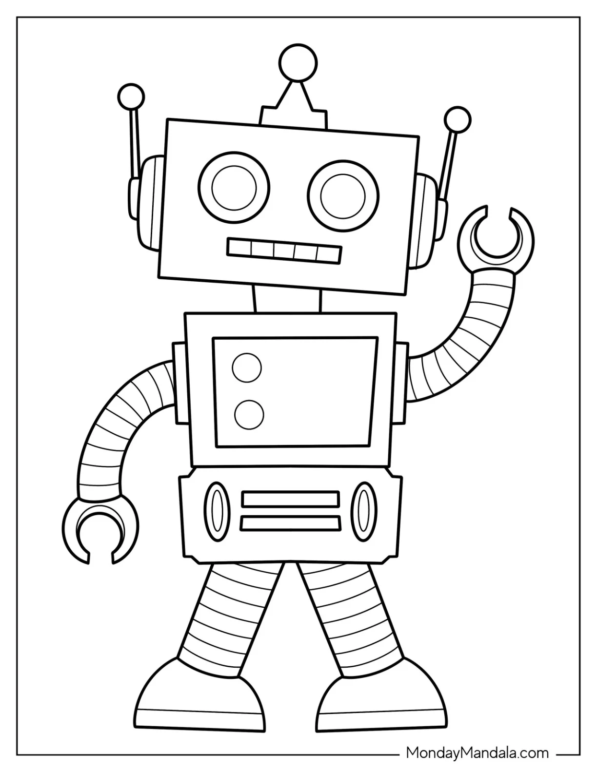 Cute Toy Robot Coloring Page For Preschoolers coloring page