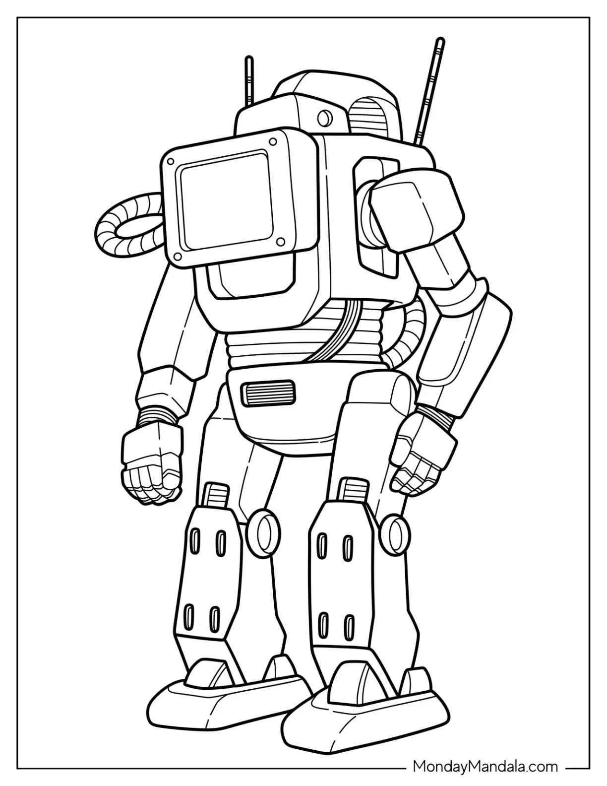 Detailed Combat Robot Coloring Page coloring page