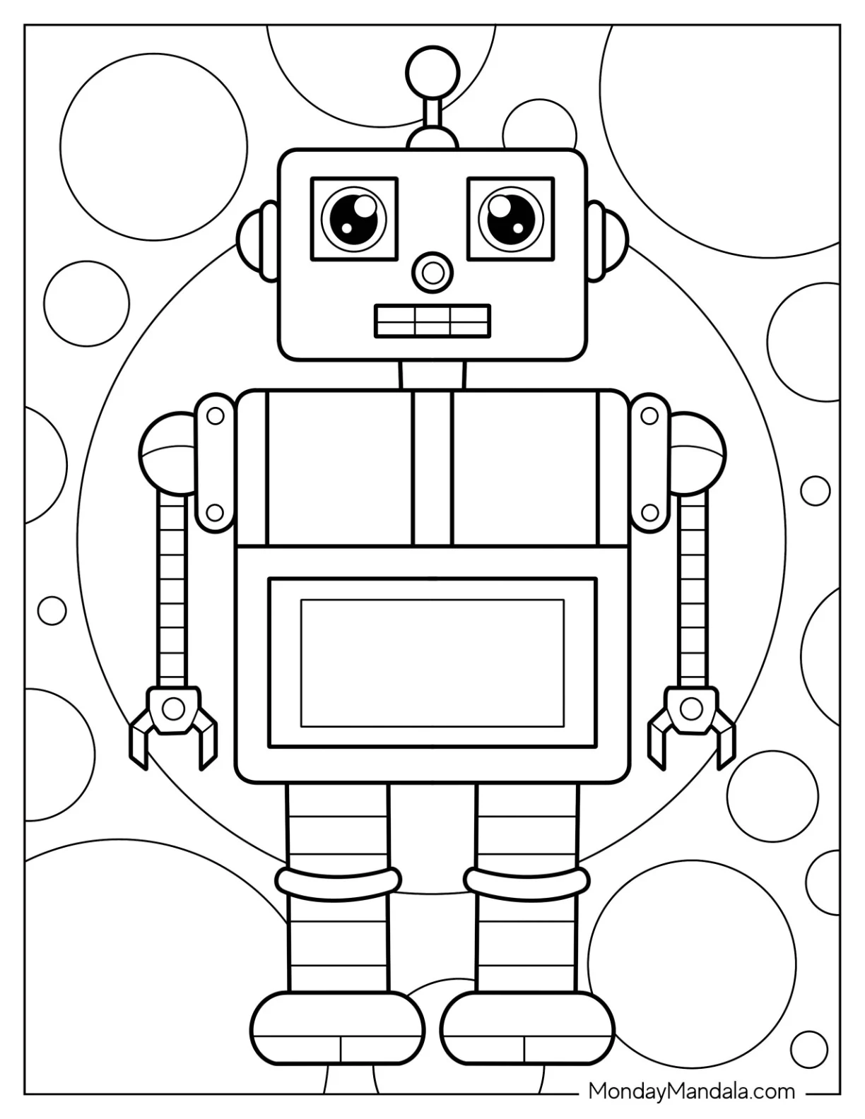 Detailed Square Toy Robot Coloring Sheet For Kids coloring page