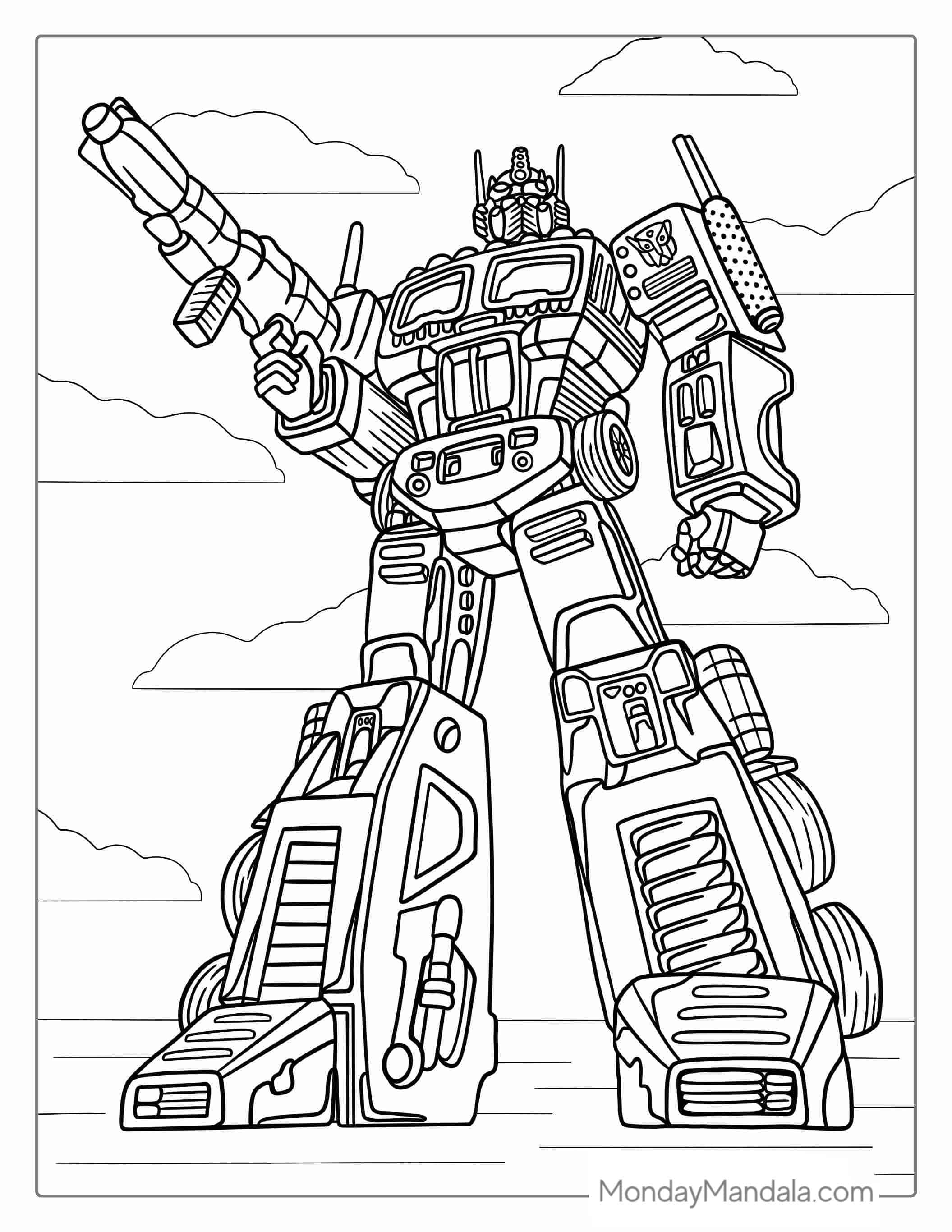 Optimus Prime Robot Coloring Sheet coloring page