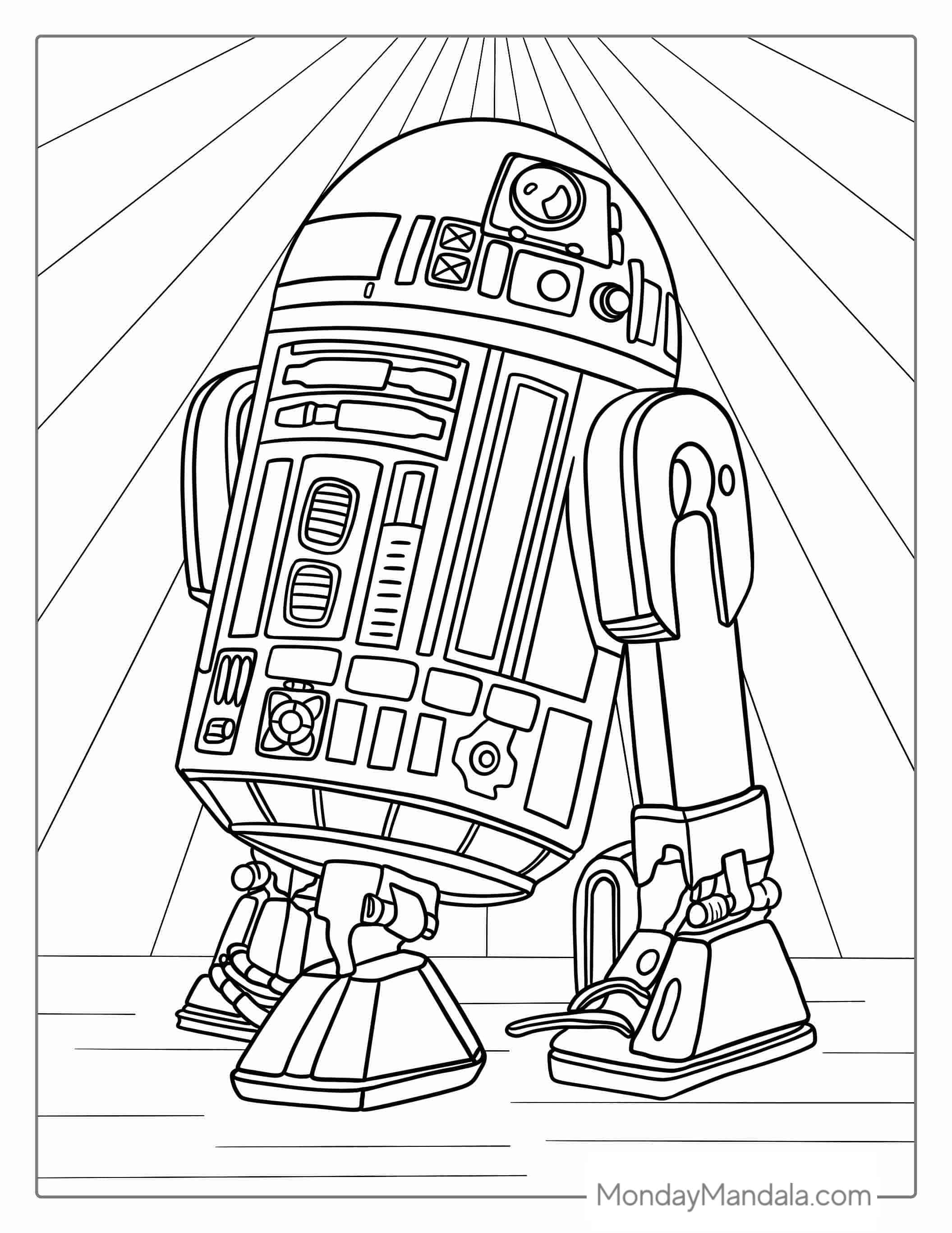 R2D2 Star Wars Robot Coloring Page coloring page — printable line art