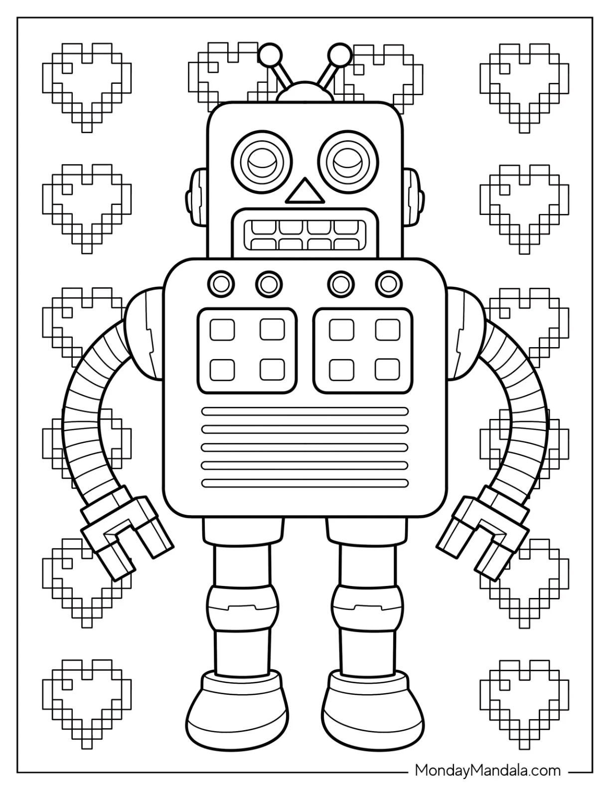 Realistic Retro Toy Robot coloring page