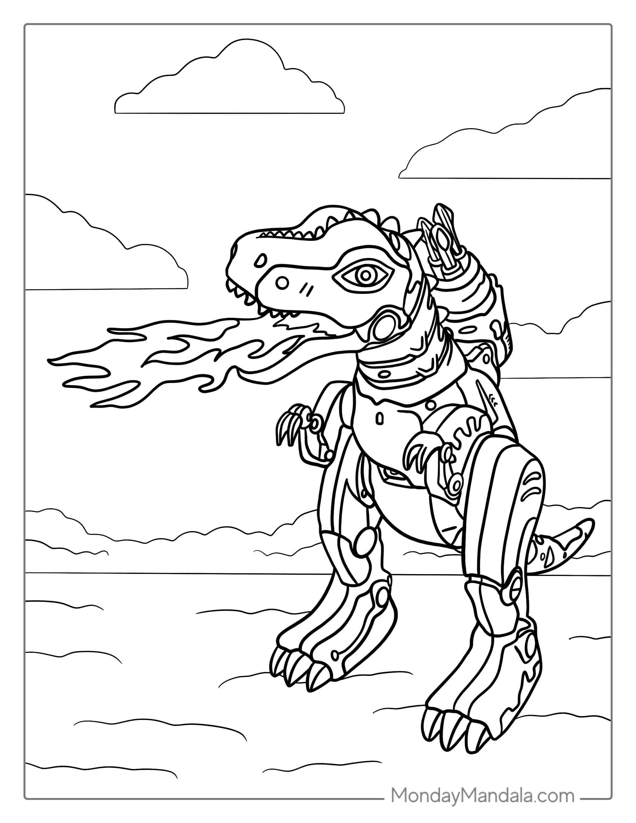 Robot Dinosaur Coloring Sheet coloring page