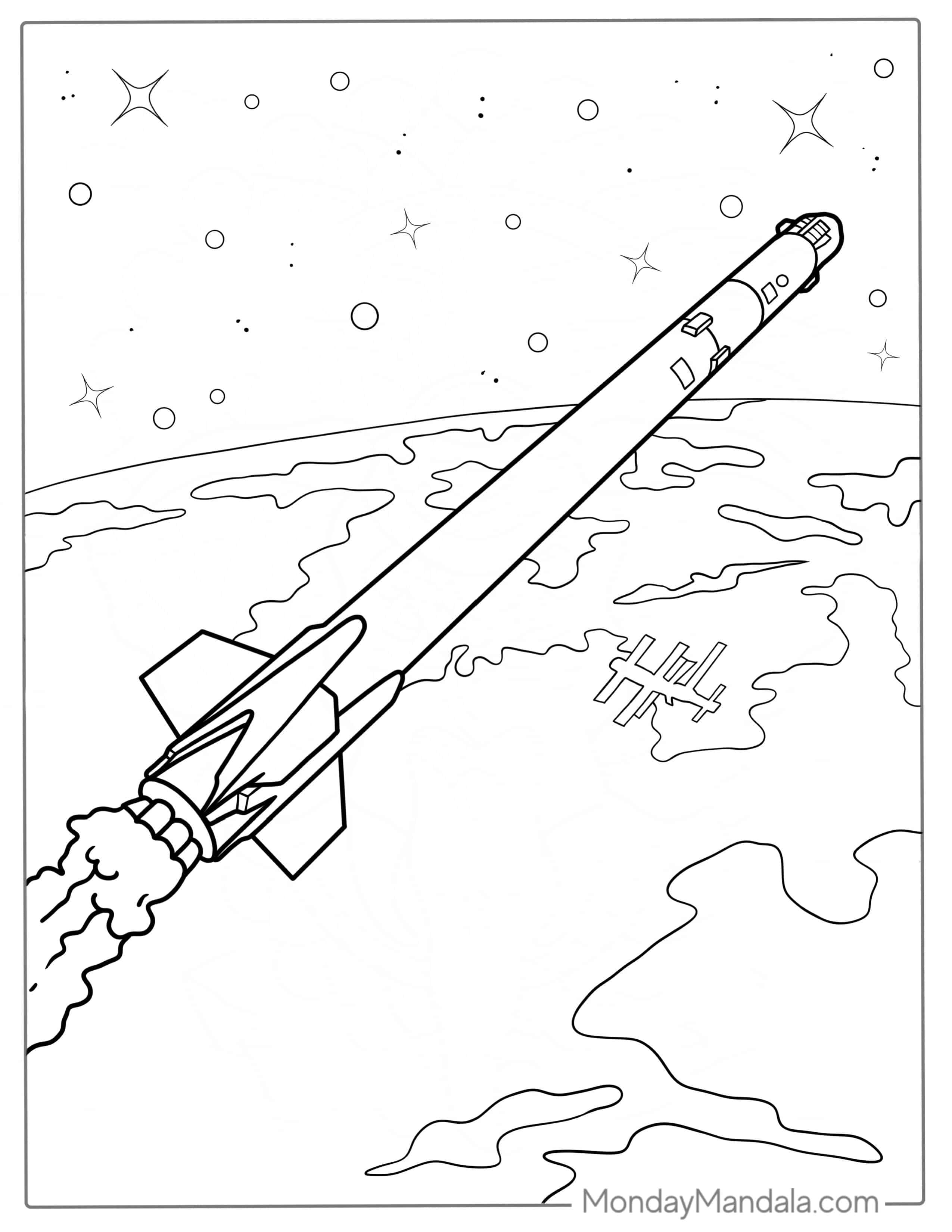 Coloring Page Of SpaceX Falcon Rocket Booster coloring page