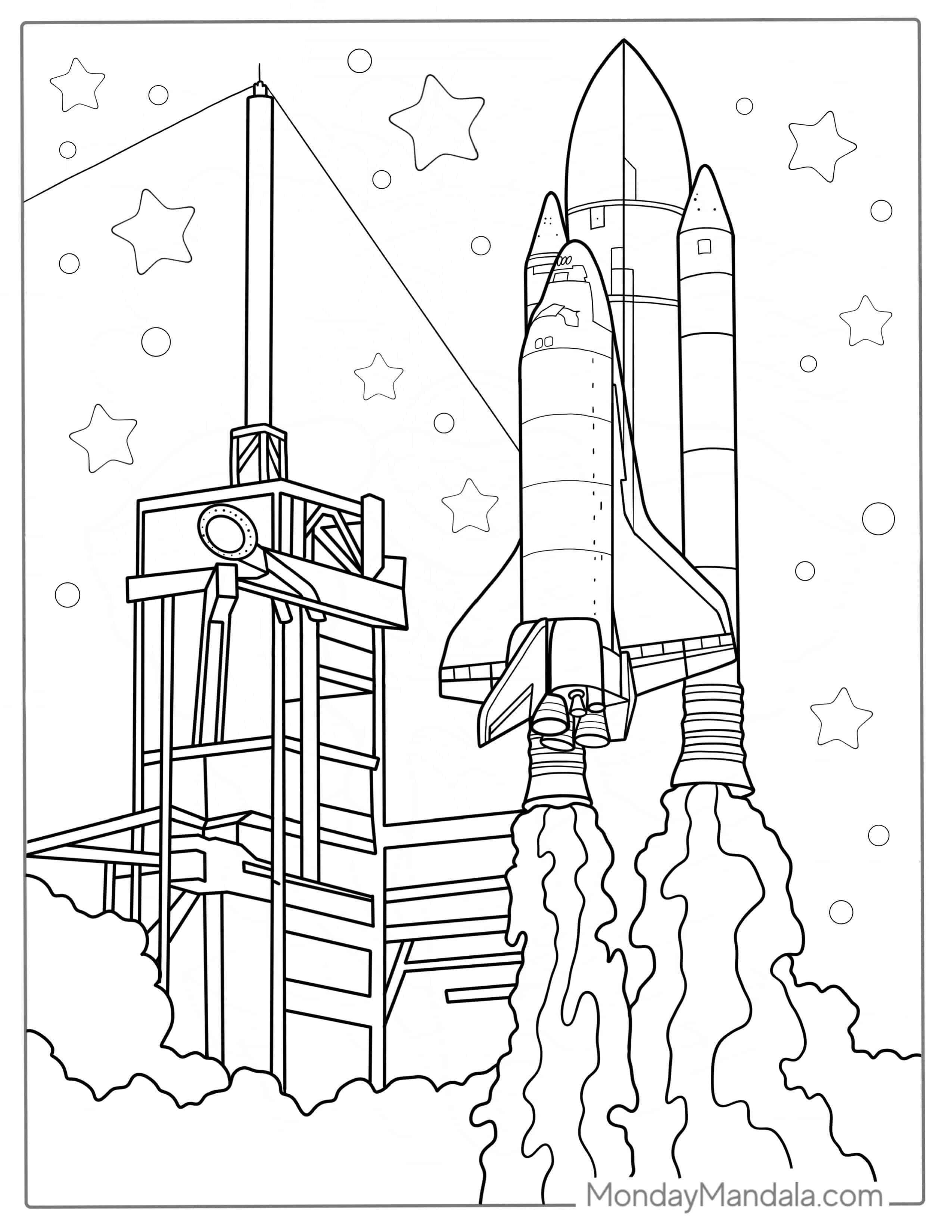 Discovery Rocket Launching To Color coloring page — printable line art