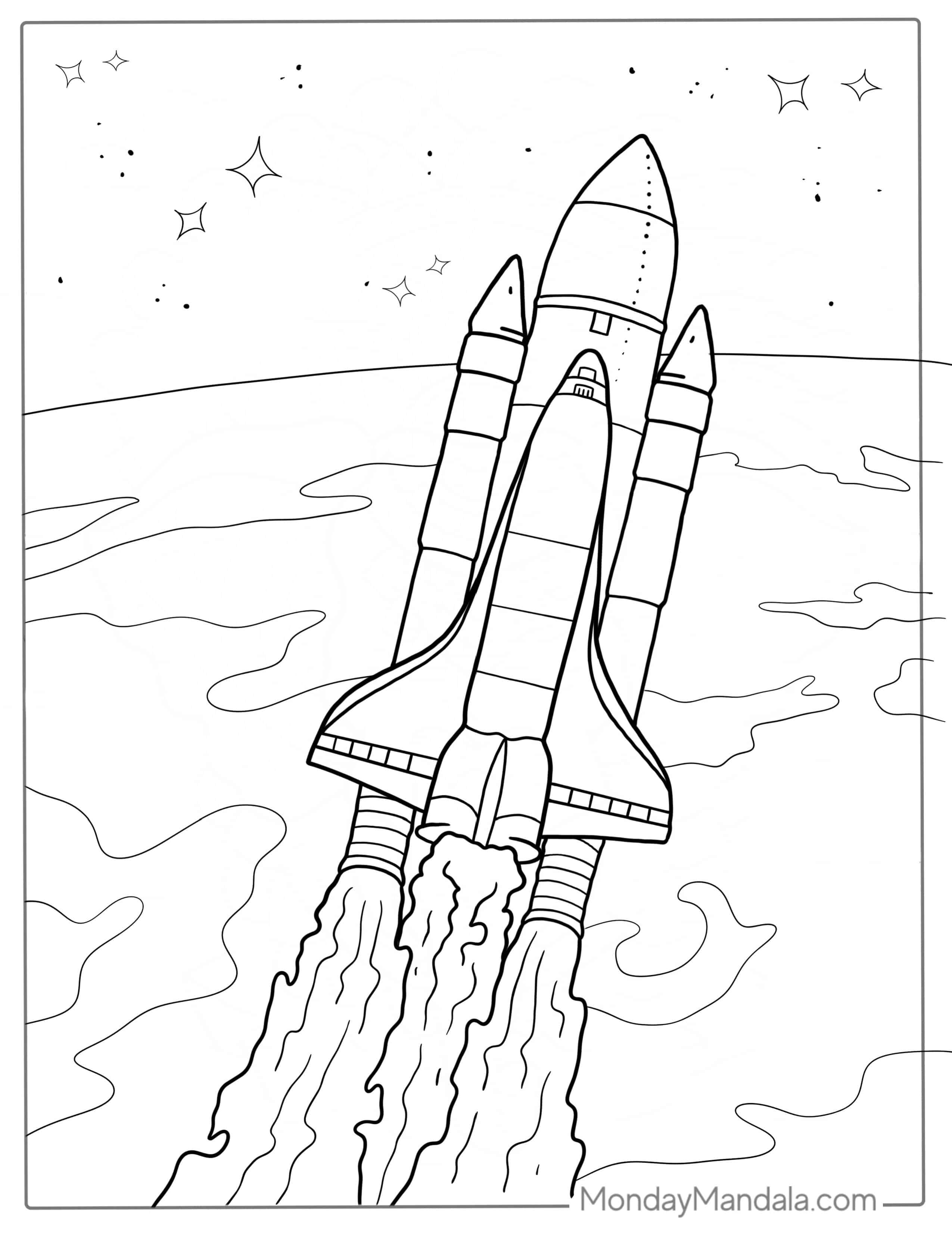 Easy Coloring Page Of NASA Space Shuttle Around Earth coloring page