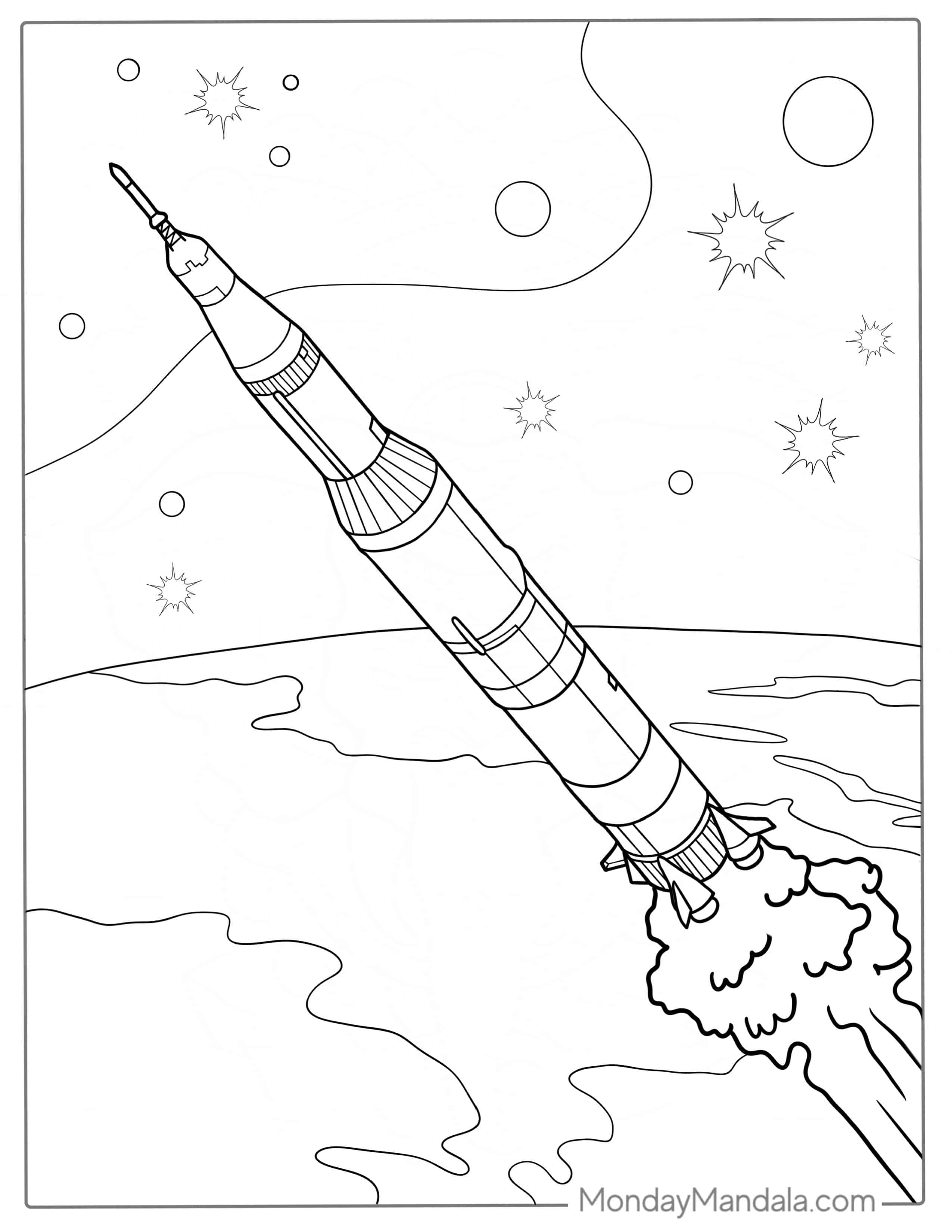 Saturn V Nasa Moon Rocket Coloring Sheet coloring page
