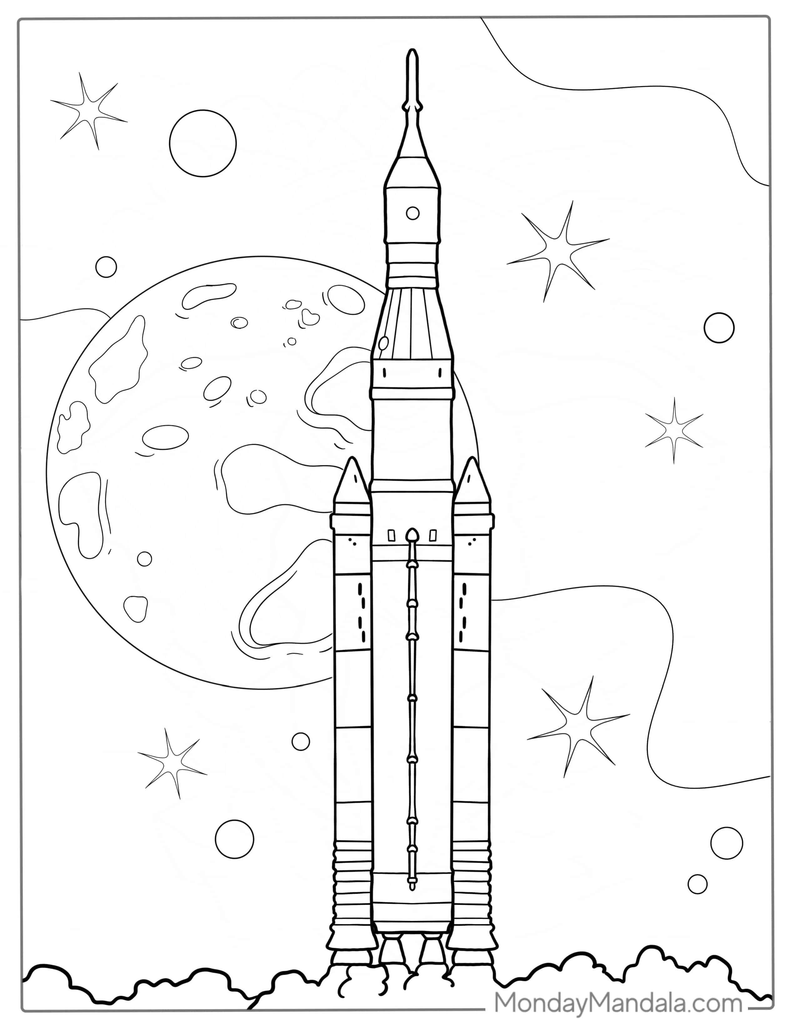 SLS Block 1 NASA Rocket Coloring Page coloring page — printable line art