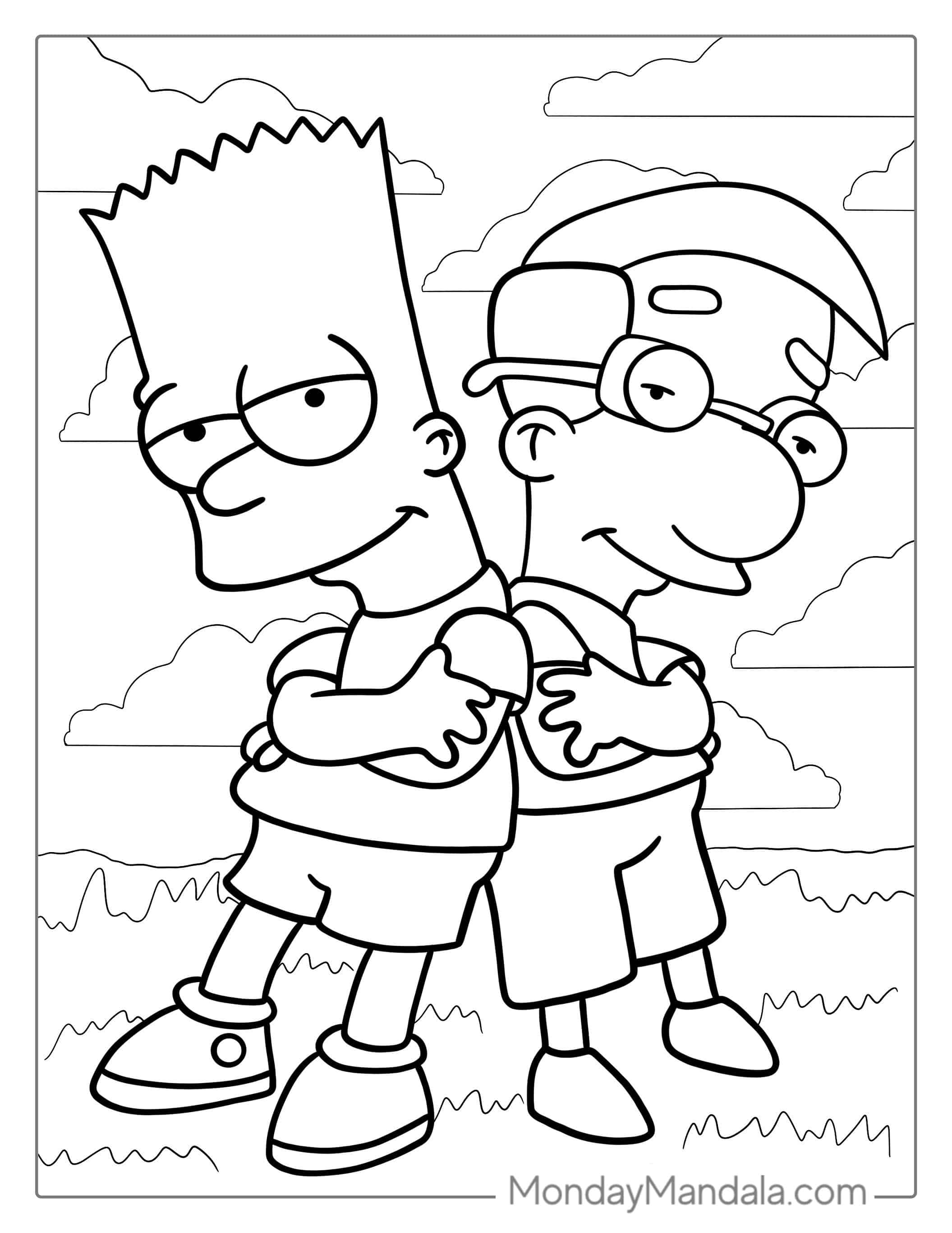 Bart And Milhouse Coloring Page coloring page