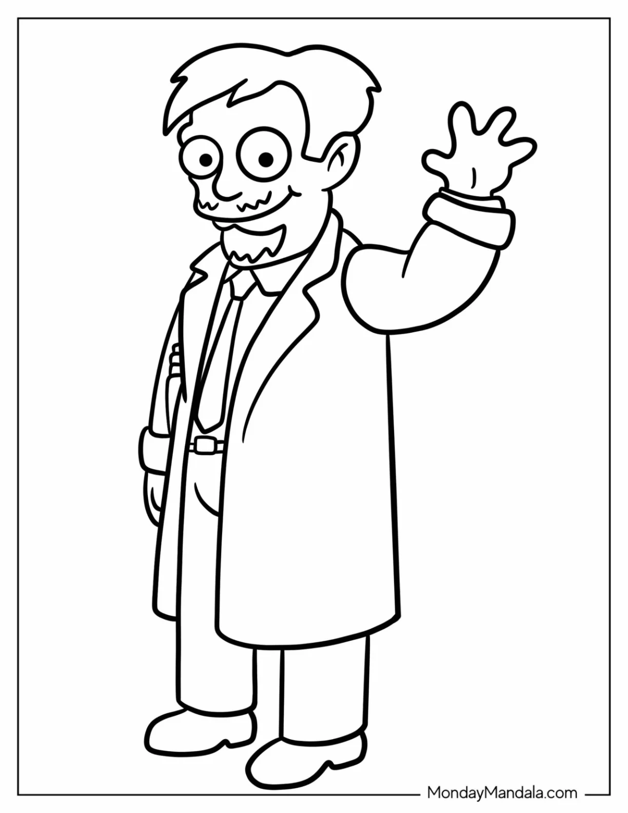 Simpsons Coloring Pages Of Dr Nick Riviera Waving For Kids coloring page
