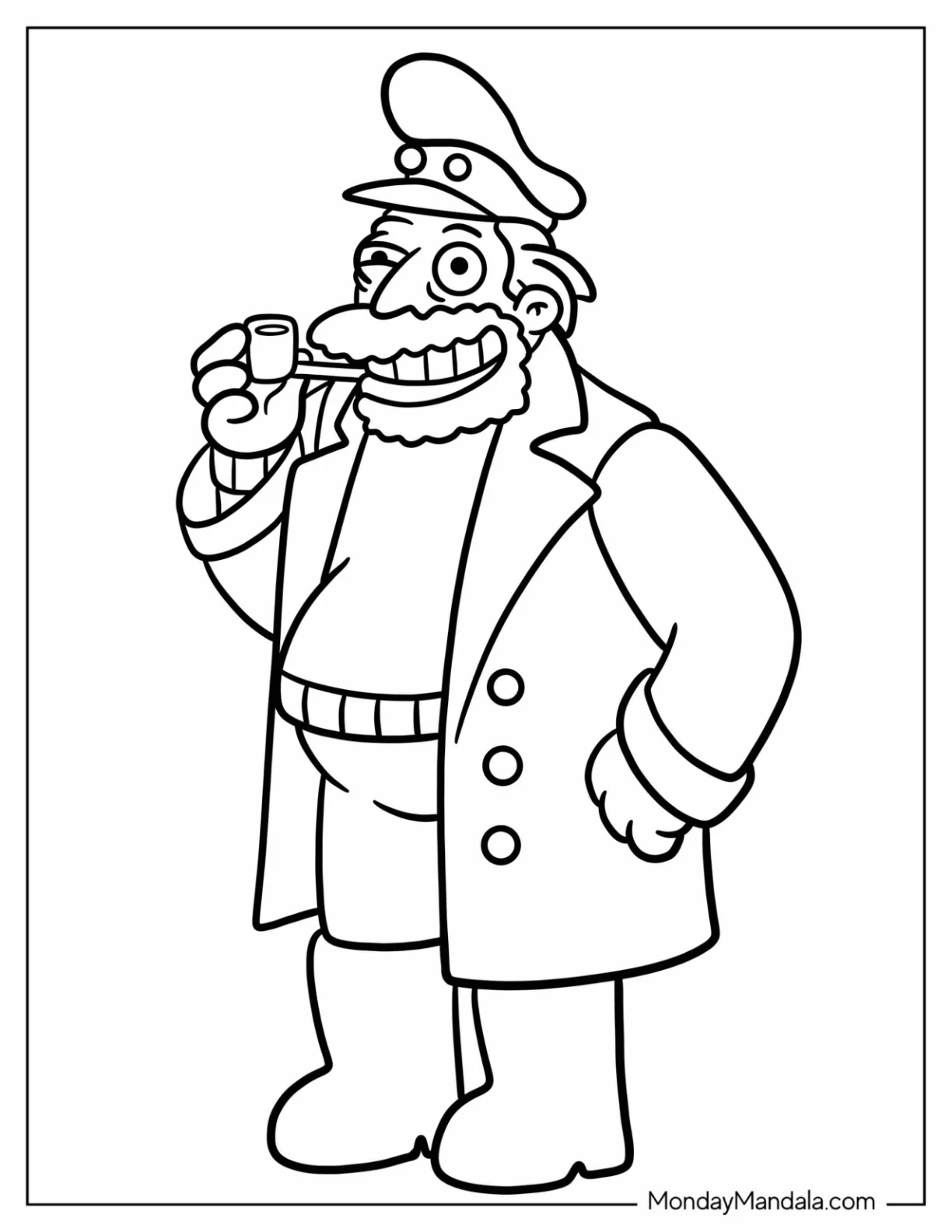 Simpsons Coloring Pages Of Easy Grinning Captain McCallister For Kids coloring page