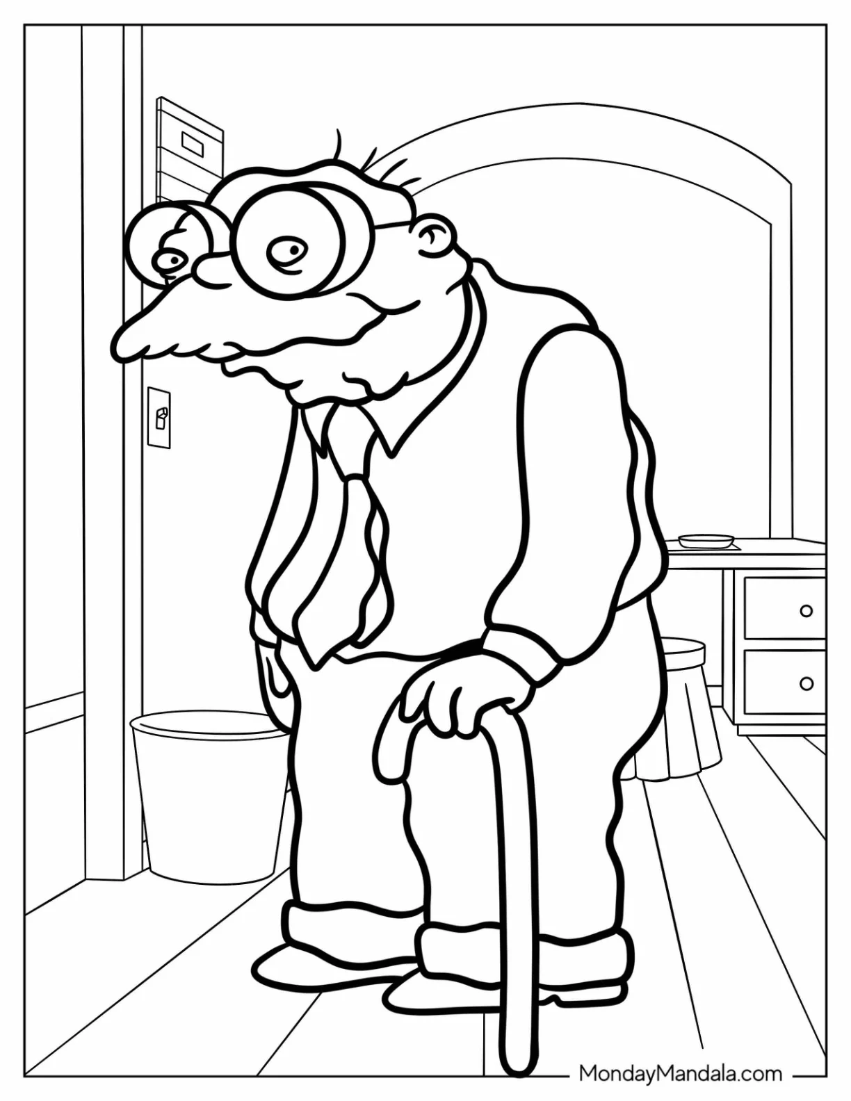Simpsons Coloring Pages Of Gentle Hans Moleman coloring page