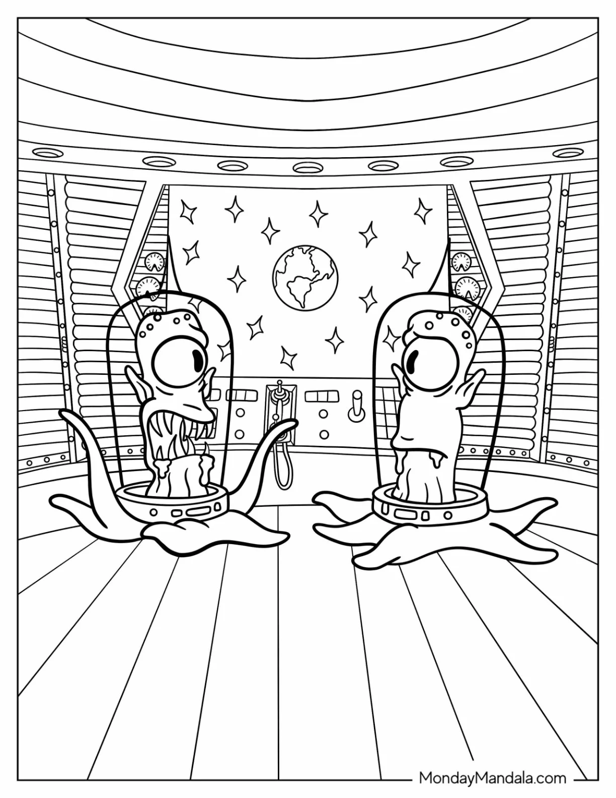Simpsons Coloring Pages Of Kang And Kodos Simpsons Alien coloring page