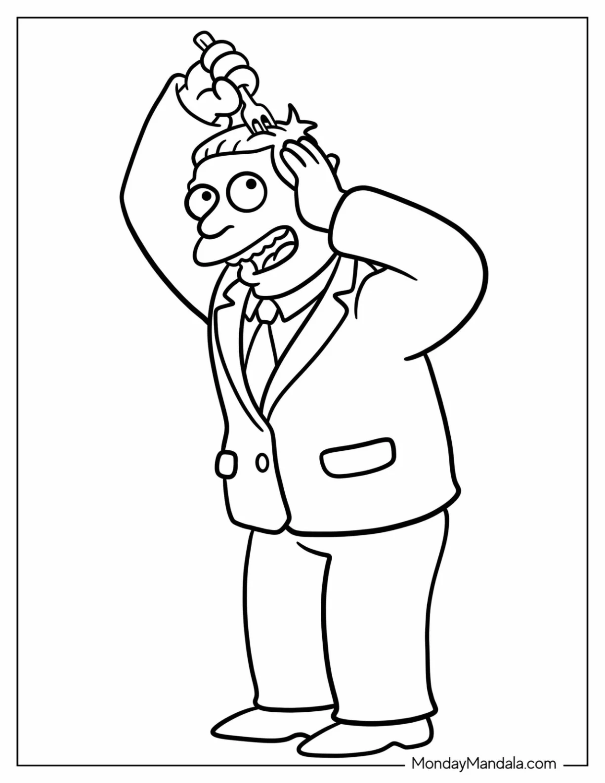 Simpsons Coloring Pages Of Lionel Hutz Combing His Hair With A Fork coloring page