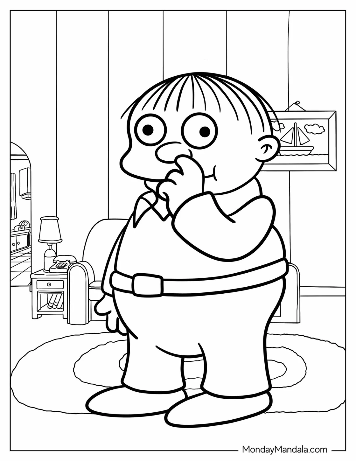 Simpsons Coloring Pages Of Ralph Wiggum Picking His Nose  For Kids coloring page