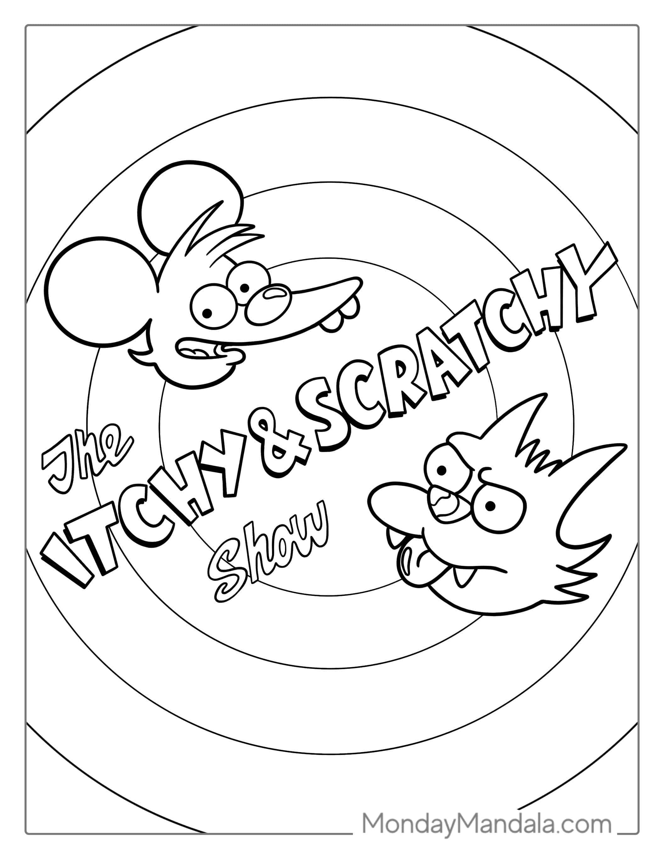 The Itchy And Scratchy Show Coloring Sheet coloring page