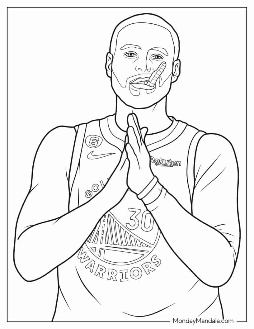 Stephen Curry Chewing Mouth Guard Coloring In coloring page