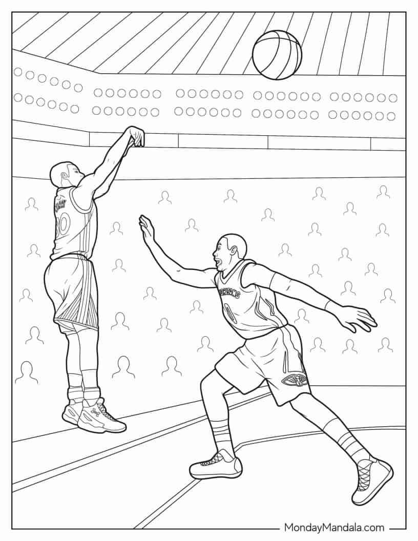 Stephen Curry During Basketball Game coloring page — printable line art