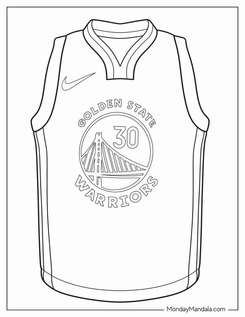 Stephen Curry Golden State Warriors Jersey coloring page