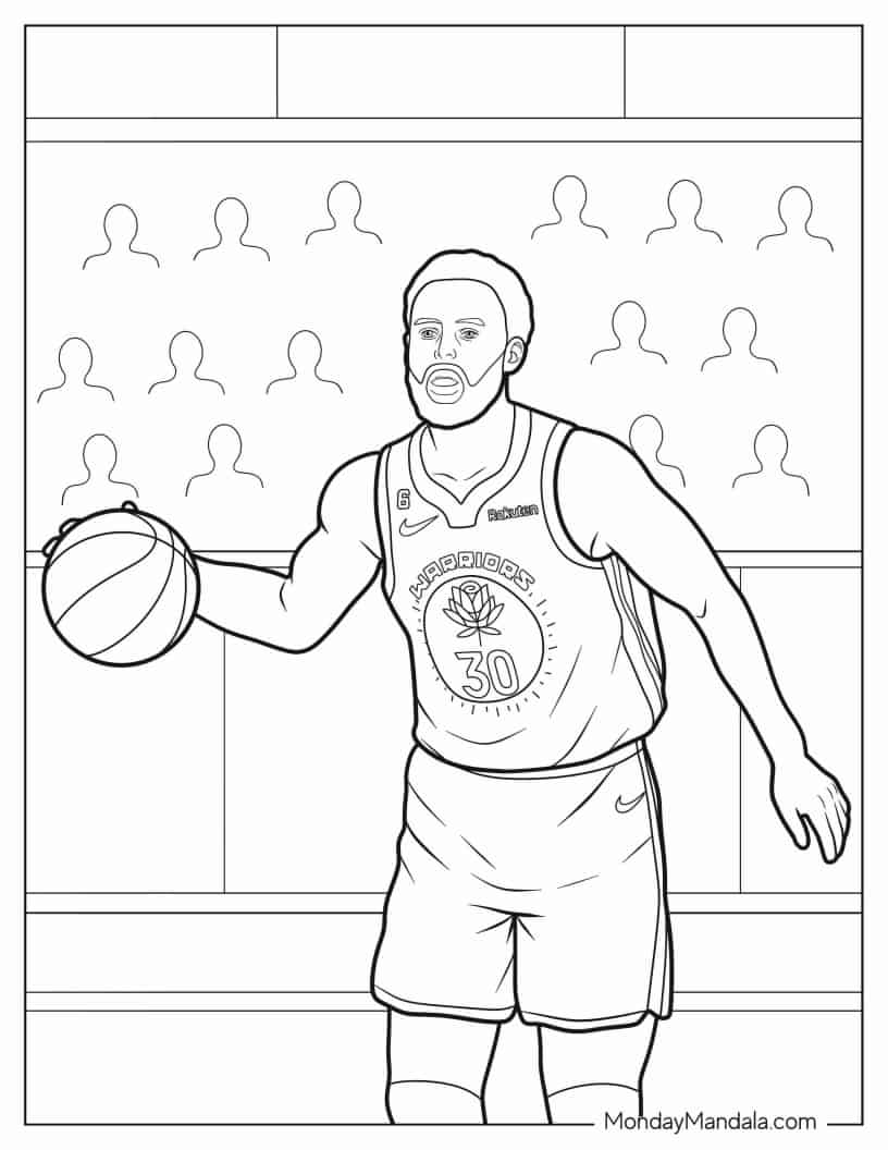 Stephen Curry In Court Coloring Page coloring page