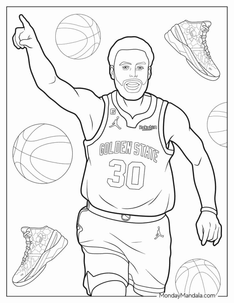 Stephen Curry Running coloring page