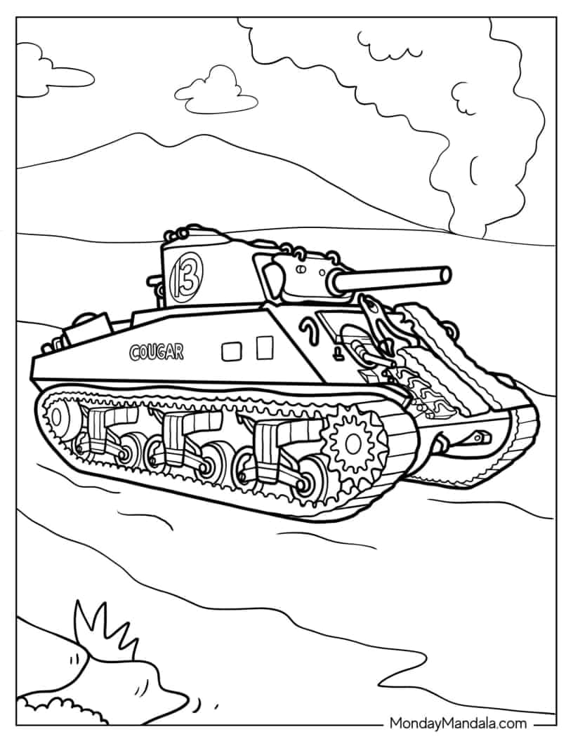 Accurate Coloring Page of Cougar 13 Tank coloring page