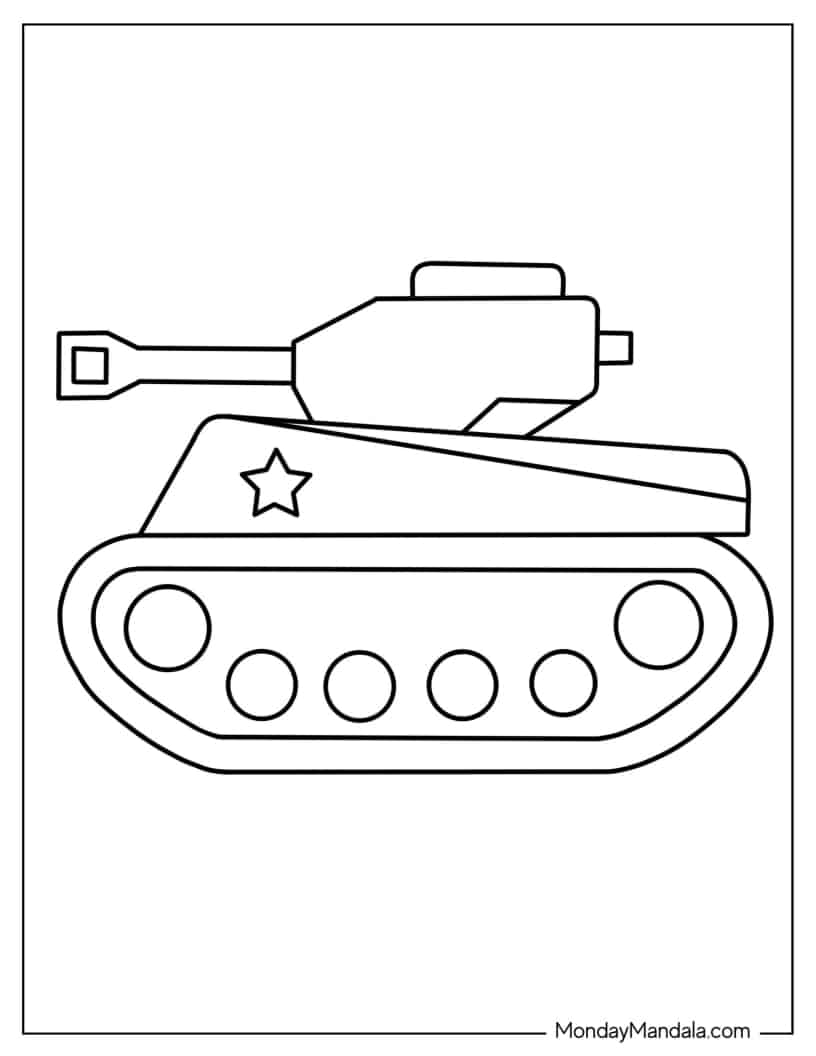 Cartoon Military Tank coloring page