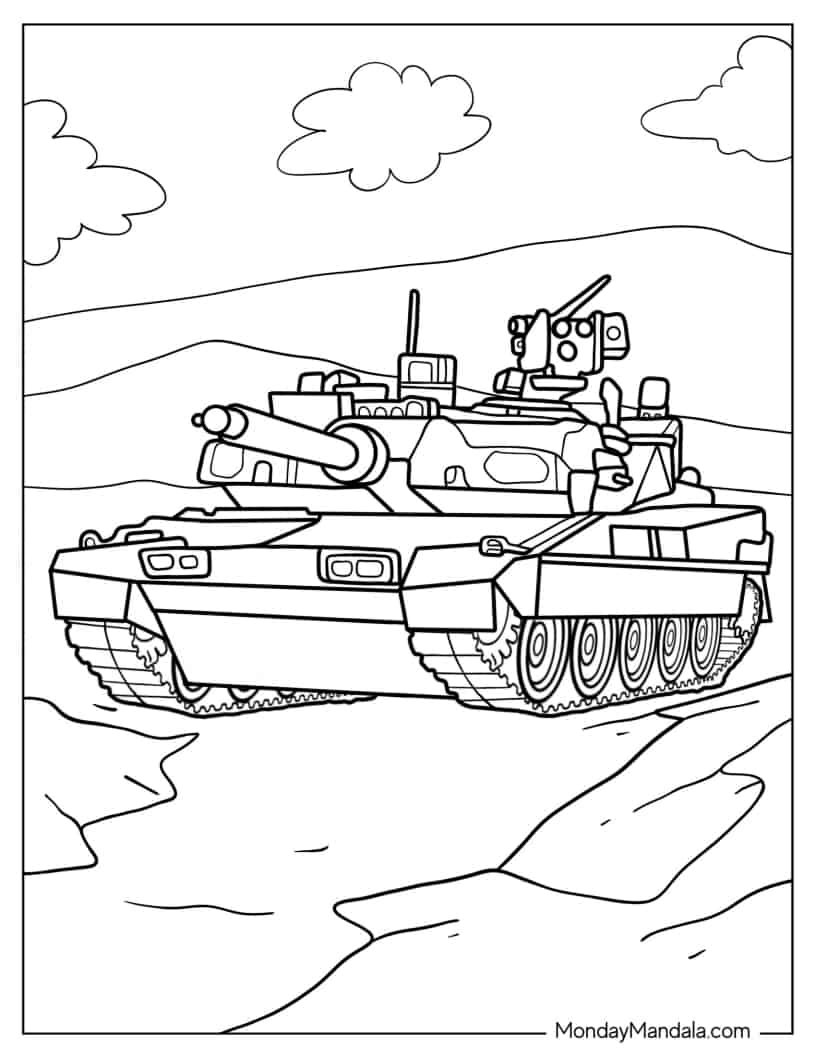 Detailed Coloring Page Of Leopard 2A7A1. German Tankpdf coloring page
