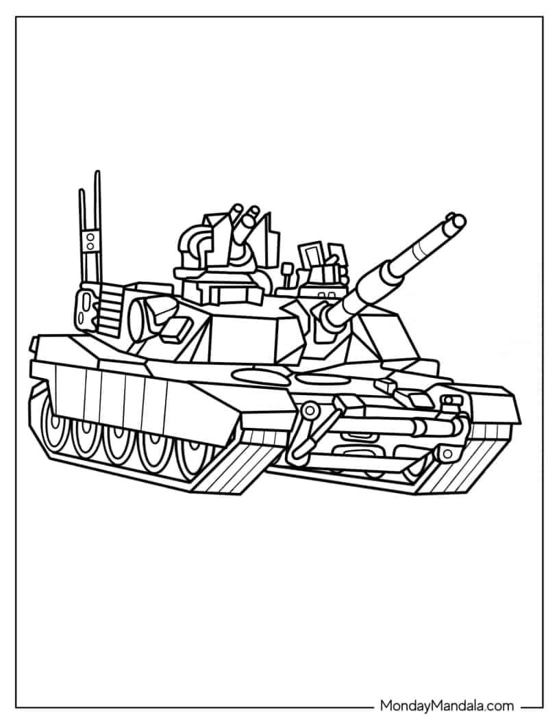 Easy M1A2 SEP U.S. Tank Coloring Sheet coloring page