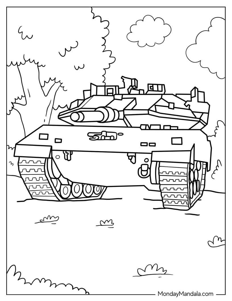 Front View Of Merkava 4 Tank coloring page