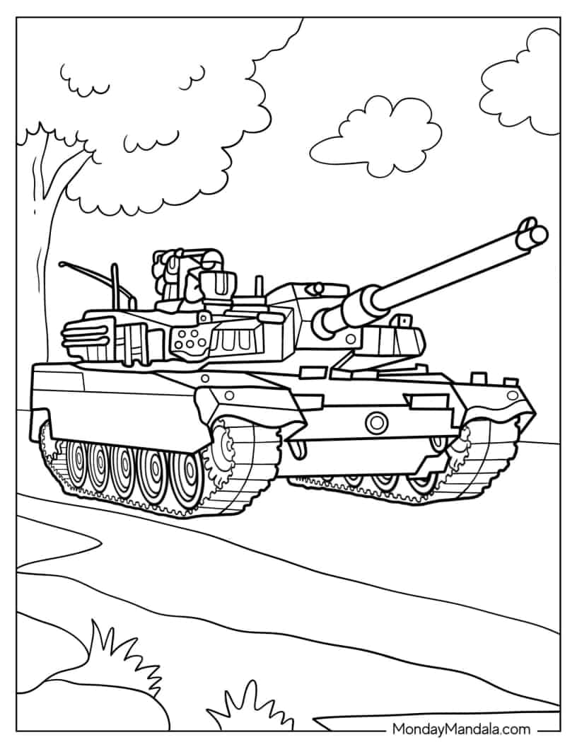 K2 Black Panther South Korean Tank With Gunner coloring page