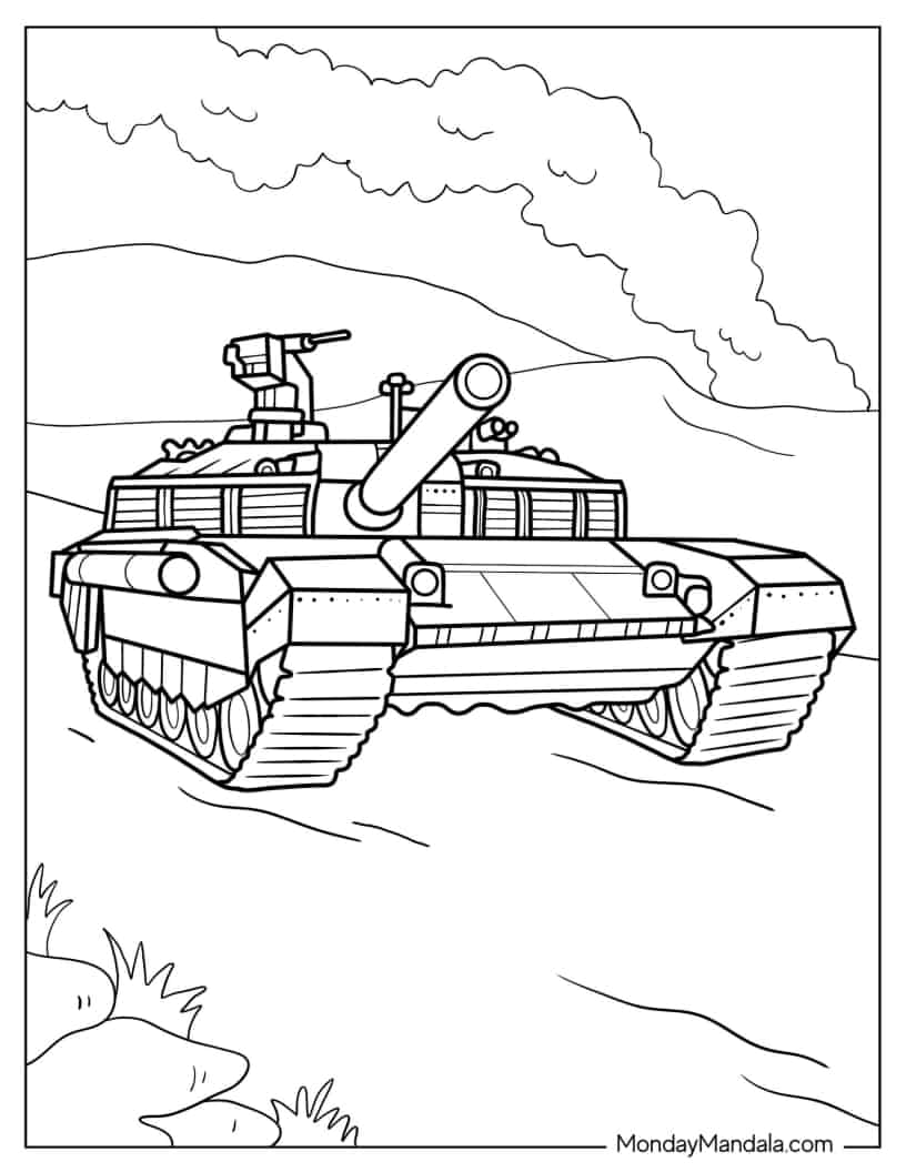 Realistic T-90M Russian Tank Coloring In coloring page