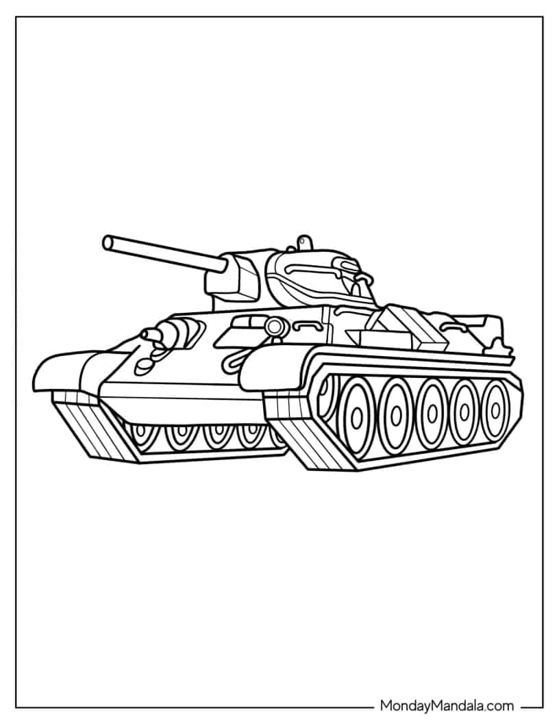 Simple Outline of Tamiya Tank coloring page