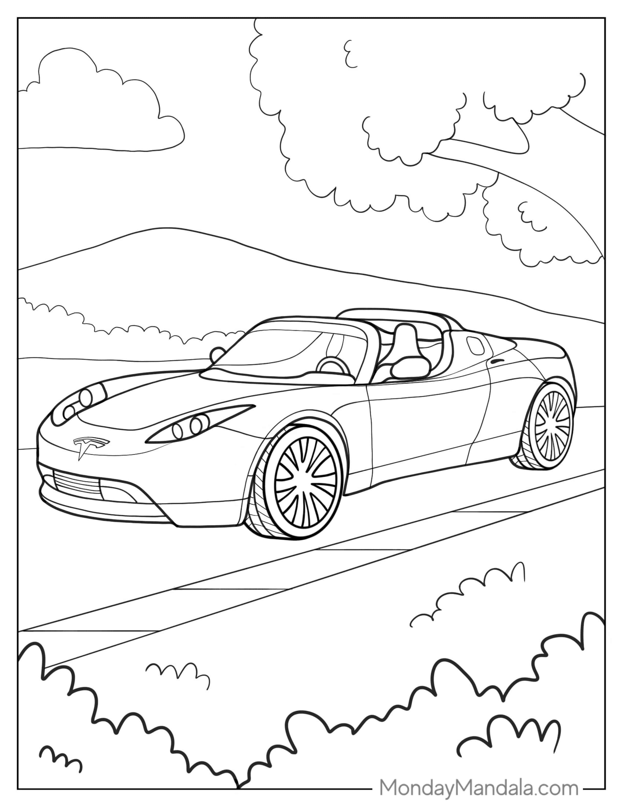 Convertible Testa Roadster Coloring Page coloring page