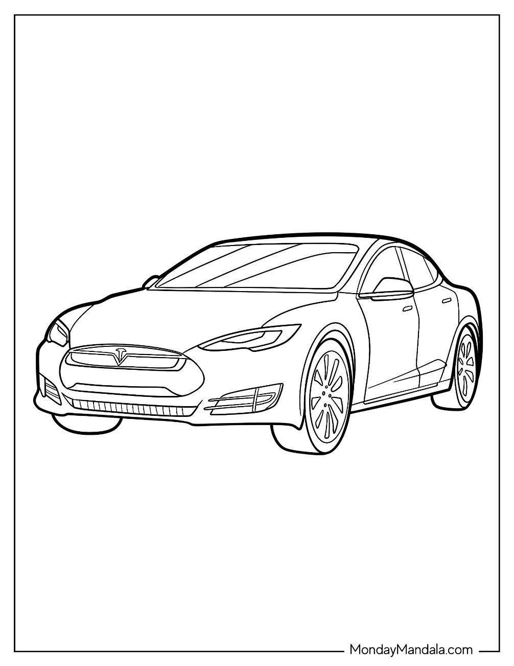 Easy Outline Of Tesla Coloring Page Roadster For Kids coloring page
