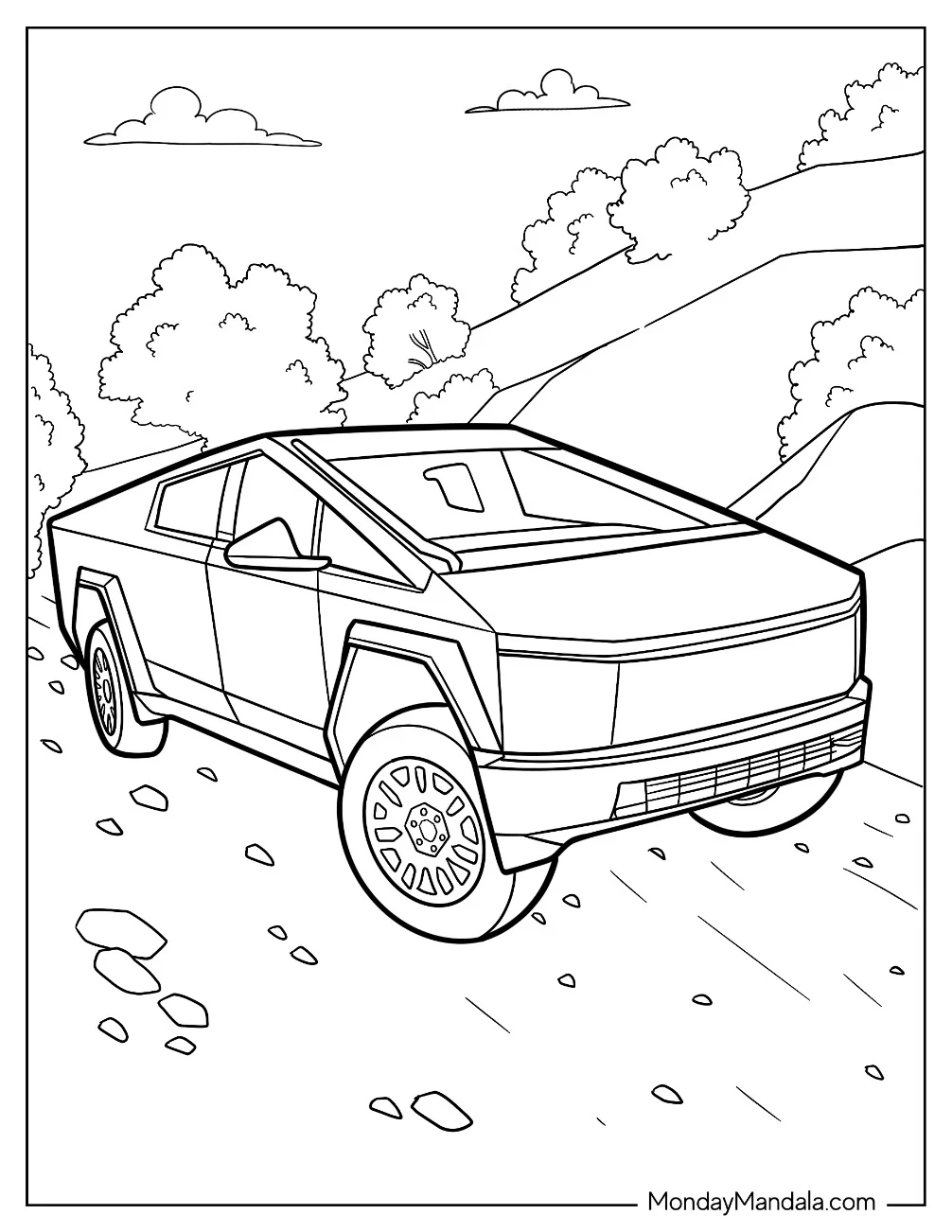 Tesla Coloring Page Cybertruck Off Road coloring page