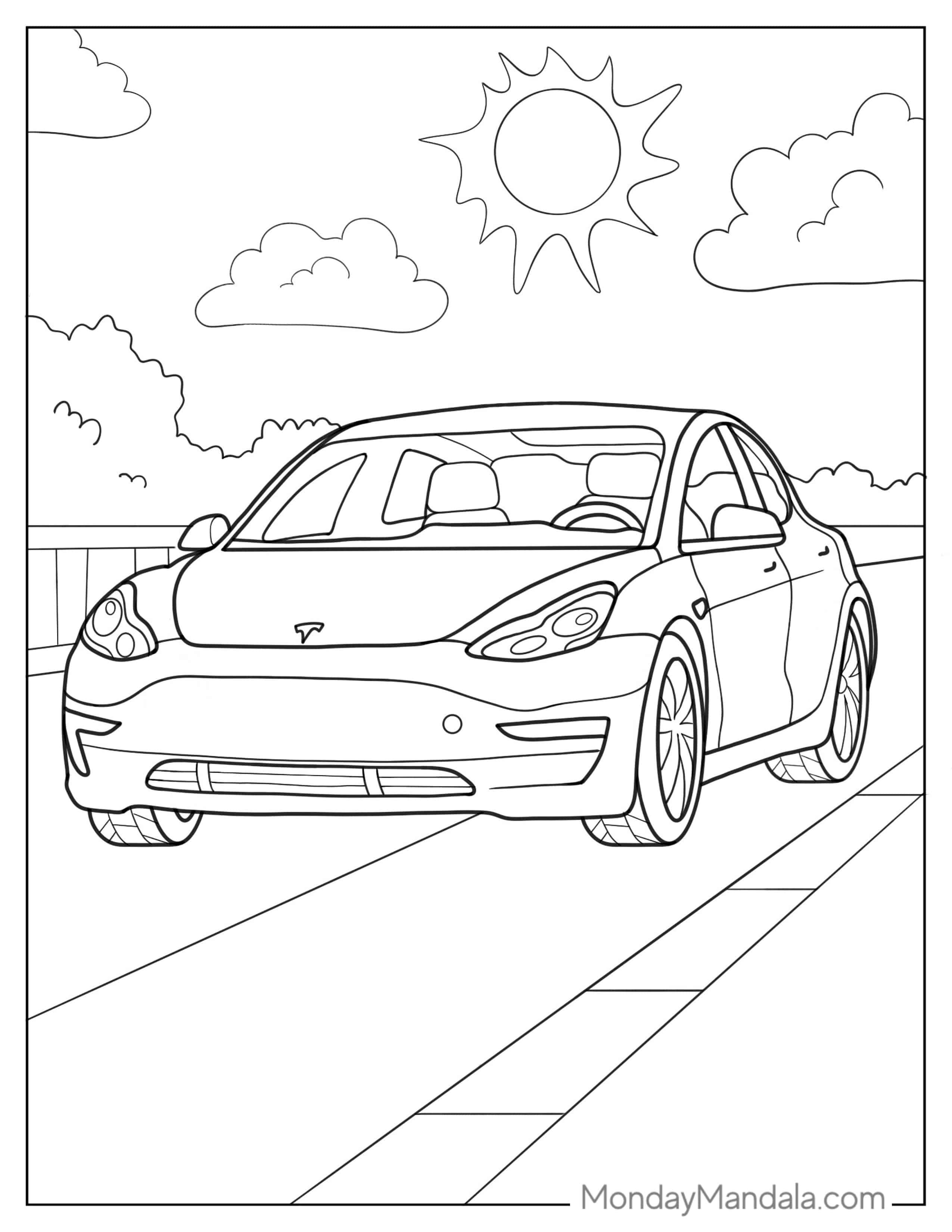 Tesla Model Y Coloring Page coloring page