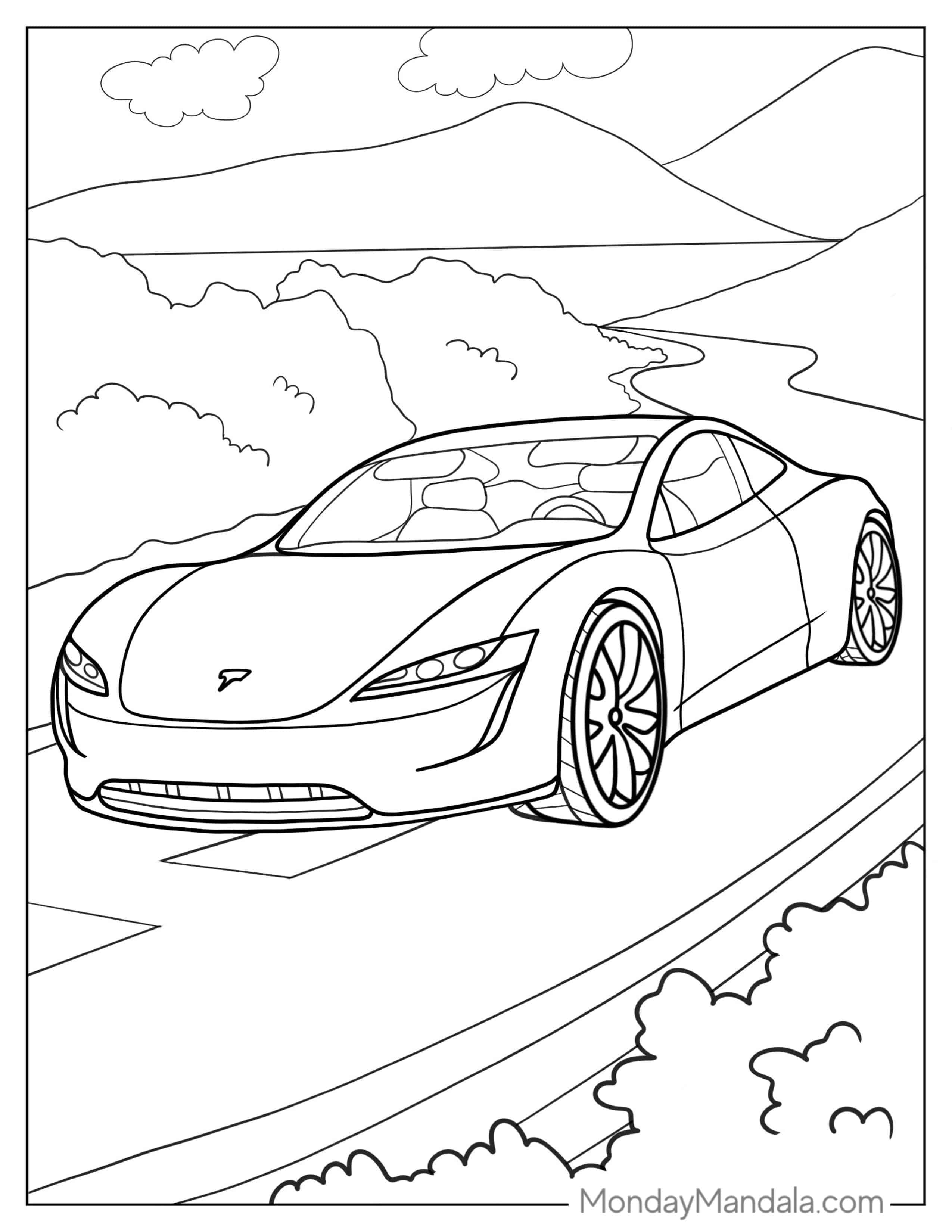 Tesla Roadster Coloring Page coloring page
