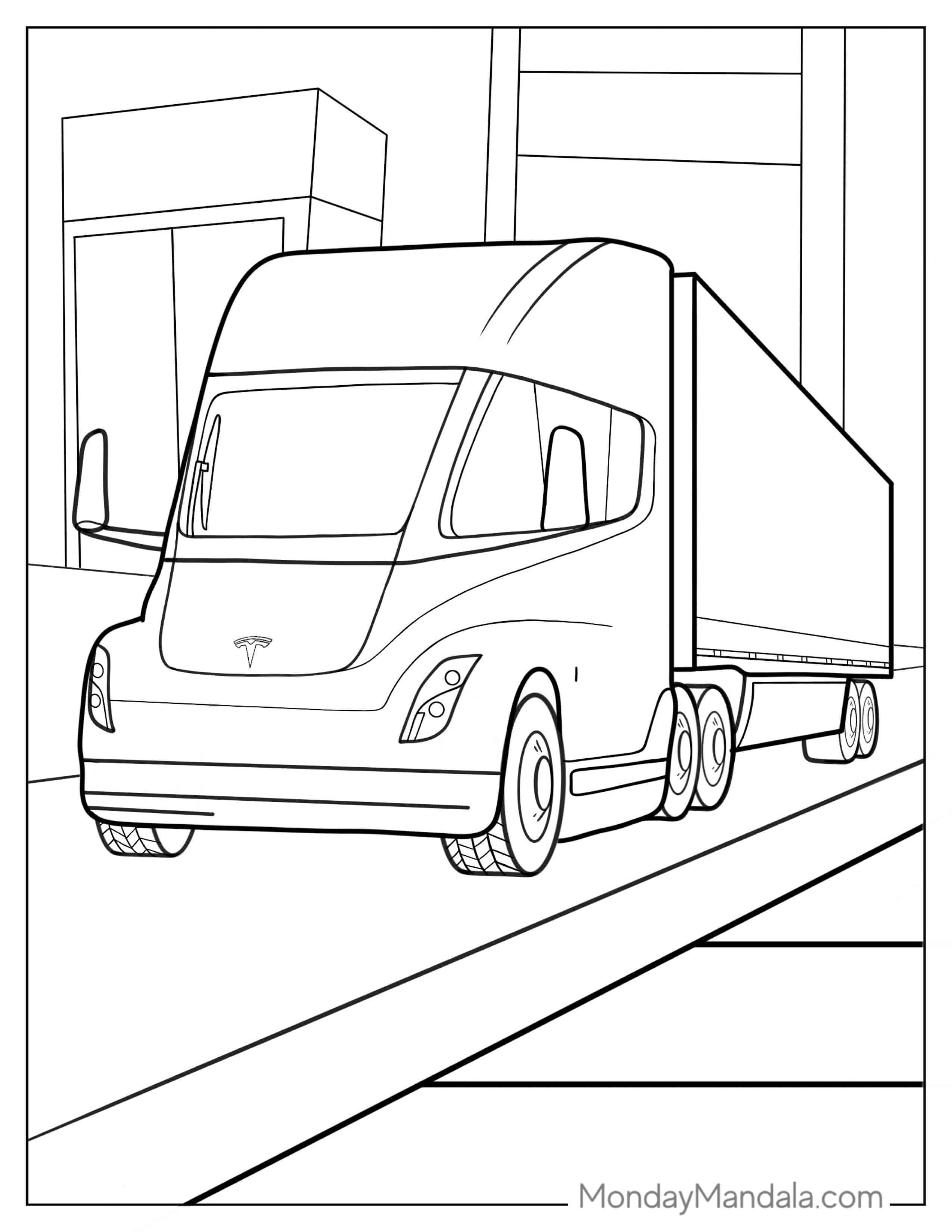 Tesla Semi Truck Coloring Page coloring page