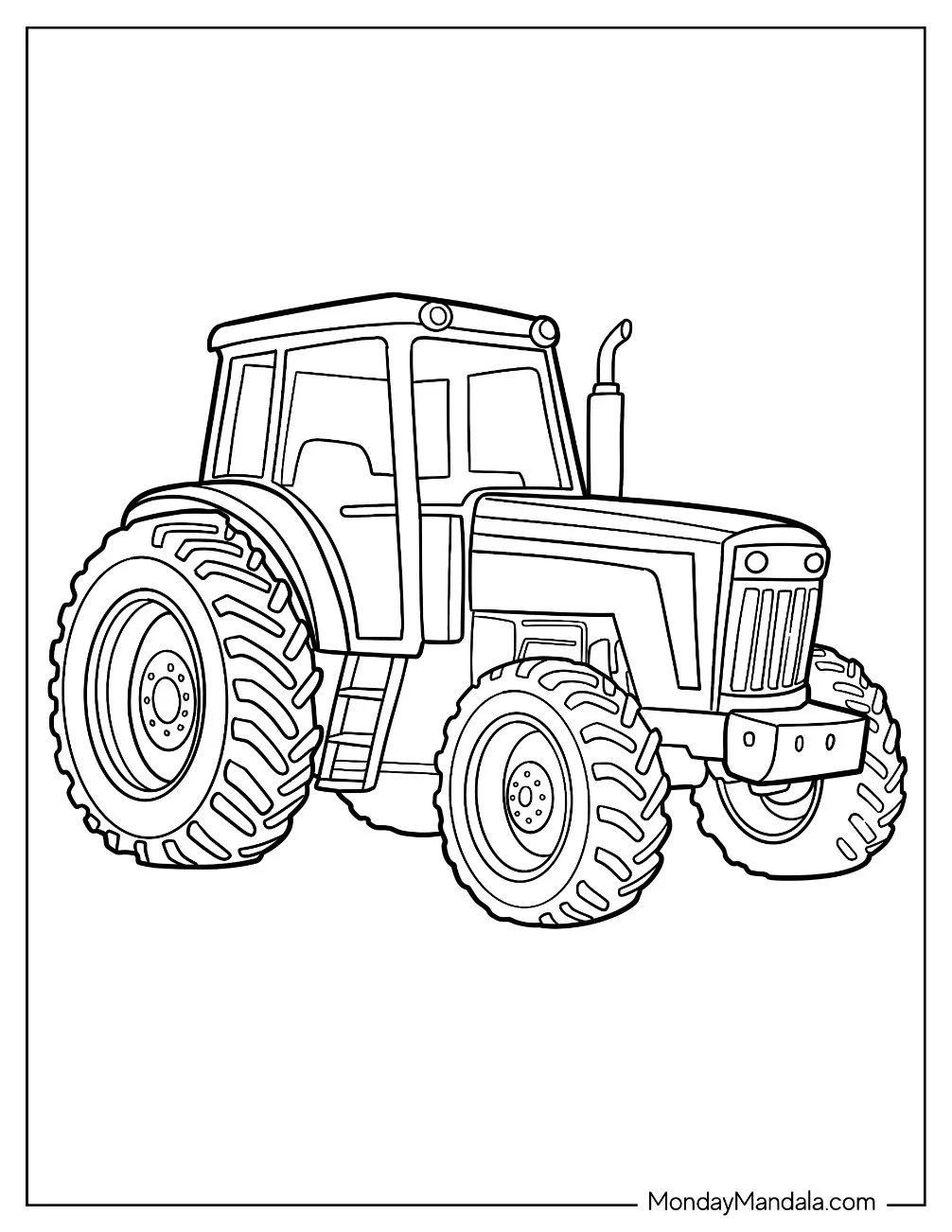 Big Farm Tractor Coloring Page with Giant Tires coloring page